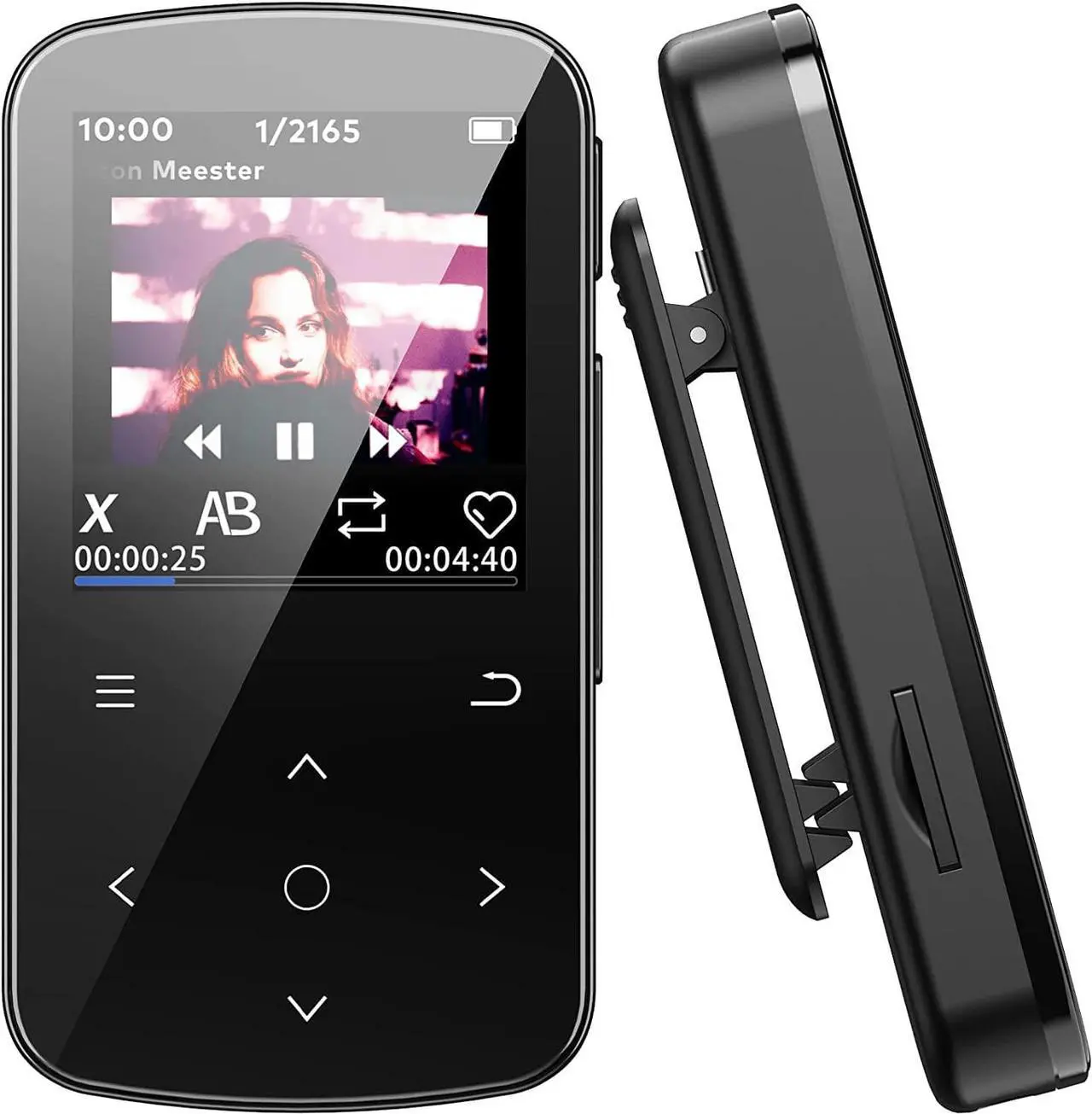 Main image of 64 GB Clip MP3 Player, ZOOAOXO Music Player with Bluetooth 5.2, HD Screen, HiFi Sound, Voice Recorder, FM Radio, Pedometer, 1.04 oz Ultra-Light, Great for Sports, Card Reader and Earphones Included
