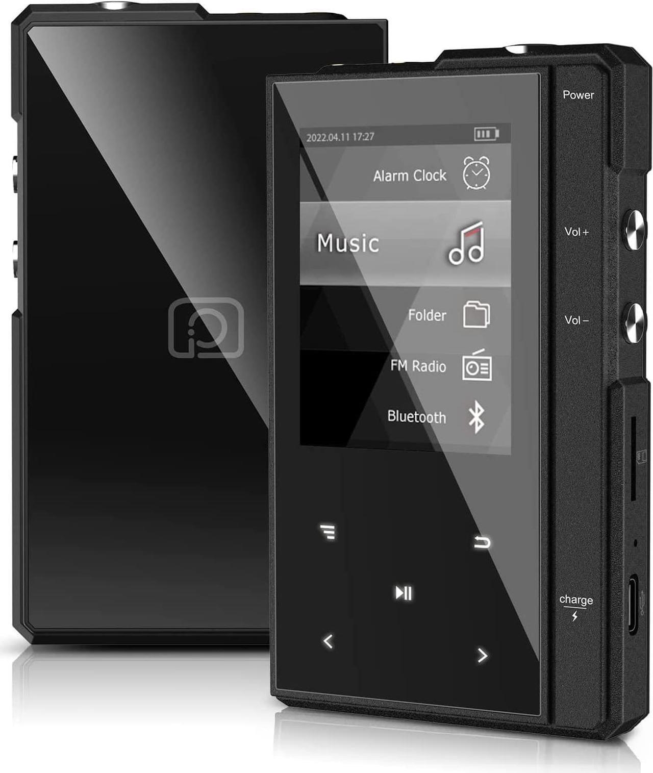 Main image of 32GB MP3 Player with Bluetooth 5.0, Portable Music Player MP3 with Speaker, Metal Body & Glass Back, HiFi Sound with FM Radio, Voice Recorder, E-Book, Support Micro SD Card up to 256GB