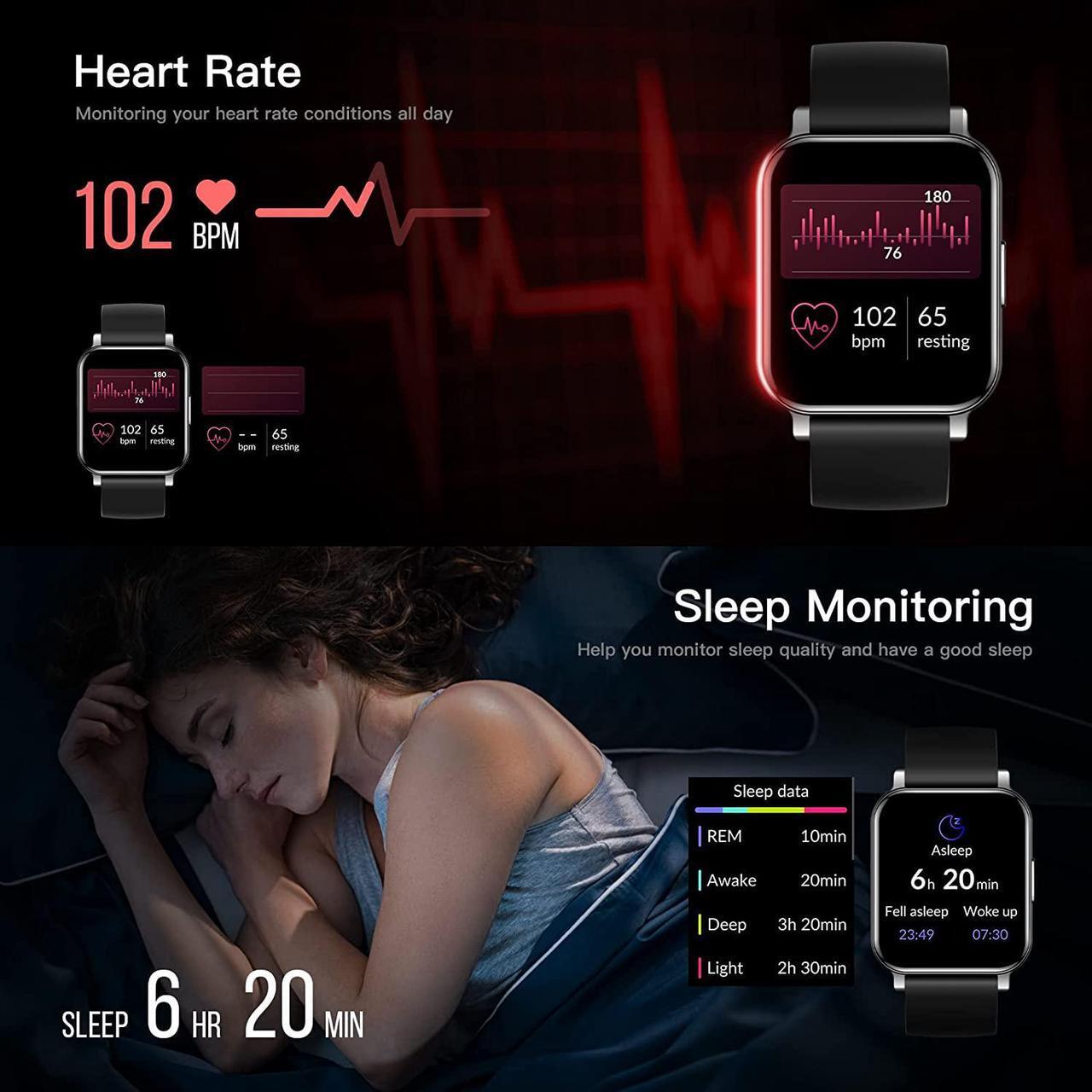 Alt view image 3 of 6 - Eurans Smart Watch 41mm, Full Touchscreen Smartwatch, Fitness Tracker with Heart Rate Monitor & SpO2, IP68 Waterproof Pedometer Watch for Women Men Compatible with iOS & Android Phones
