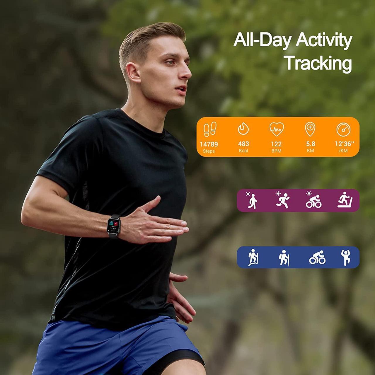 Alt view image 2 of 6 - Eurans Smart Watch 41mm, Full Touchscreen Smartwatch, Fitness Tracker with Heart Rate Monitor & SpO2, IP68 Waterproof Pedometer Watch for Women Men Compatible with iOS & Android Phones
