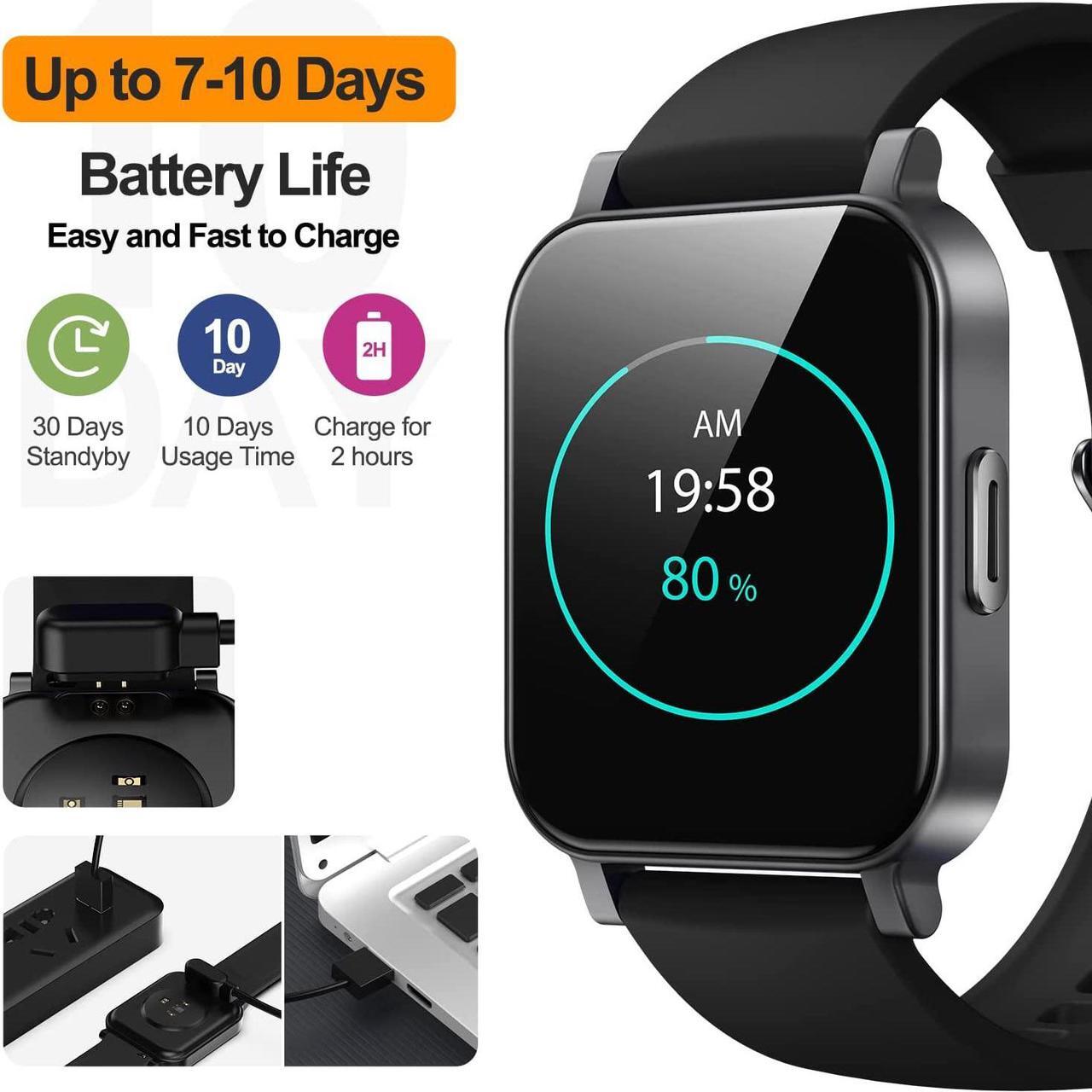 Alt view image 6 of 6 - Eurans Smart Watch 41mm, Full Touchscreen Smartwatch, Fitness Tracker with Heart Rate Monitor & SpO2, IP68 Waterproof Pedometer Watch for Women Men Compatible with iOS & Android Phones