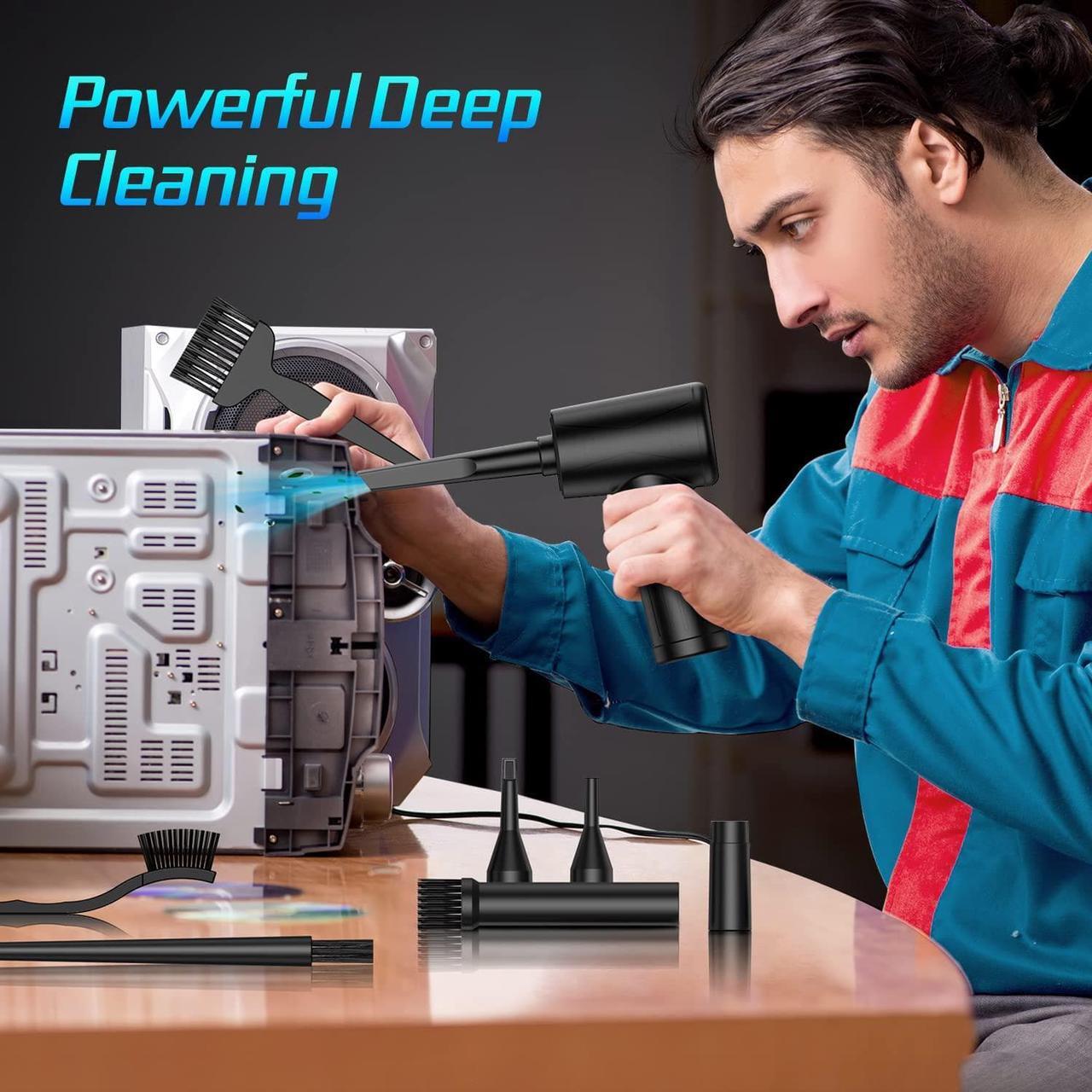 Alt view image 2 of 6 - Compressed-air-dusters-electric-duster-100000RPM- air Blower for Computer - No Compressed air can - Replace Canned air dusters -Keyboard Cleaner - pc air dusters - Compressed air Electric 7600mAh