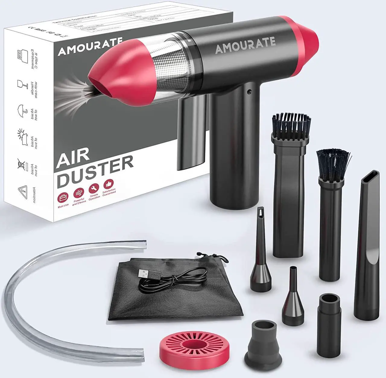 Alt view image 6 of 6 - Compressed Air Duster , 3 Speeds to 90000RPM Electric no Can Air Duster, Cordless Keyboard Cleaner with 7500mAh Rechargeable Battery for Office Computer/Car