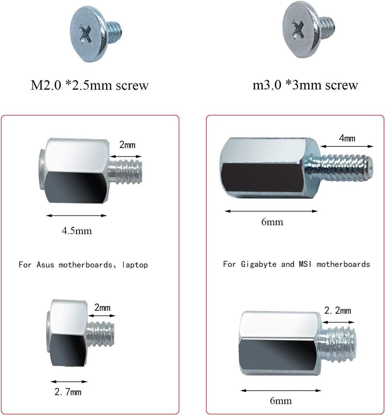 Alt view image 2 of 5 - m.2 ssd Screw kit, M.2 Screws Mounting Screws Kit Components for Asus Gigabyte ASRock Motherboard and Nvme