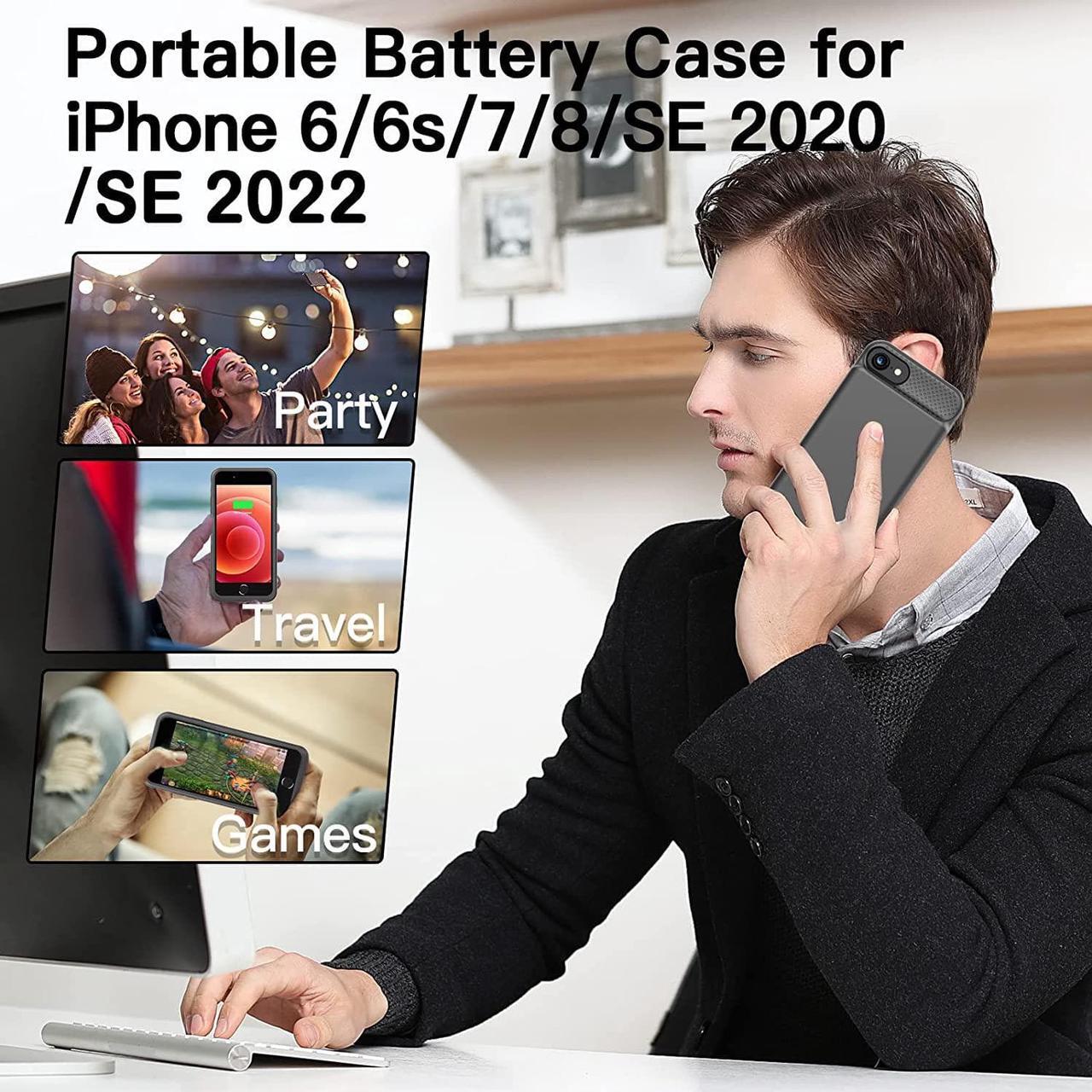 Alt view image 3 of 6 - BOPPS Battery Case for iPhone 8/7/6s/6/SE(2022/2020), Powerful 6000mAh Ultra Slim iPhone Charging Case 360°Protection Rechargeable Extended Battery Charger Case for iPhone 8/7/6s/6/SE(3rd and 2nd Gen)