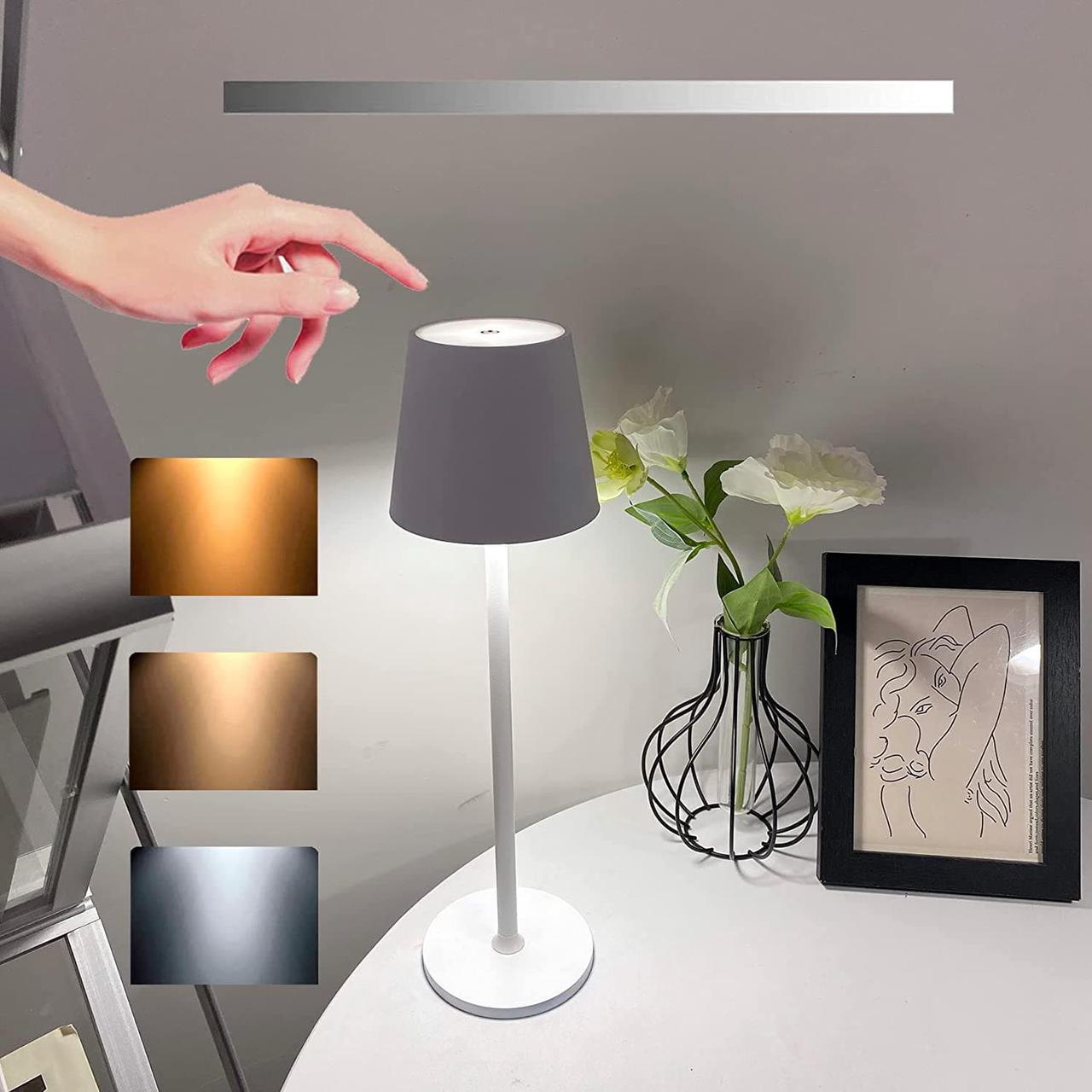 Modern Table Lamp 3 Level Brightness USB Creative Reading Desk lampBedside Lamps for Nightstand, Minimalist Night Stand Light Lamp, Desk Reading Lamp for Kids Bedroom/LivingRoom/Office DormWhite