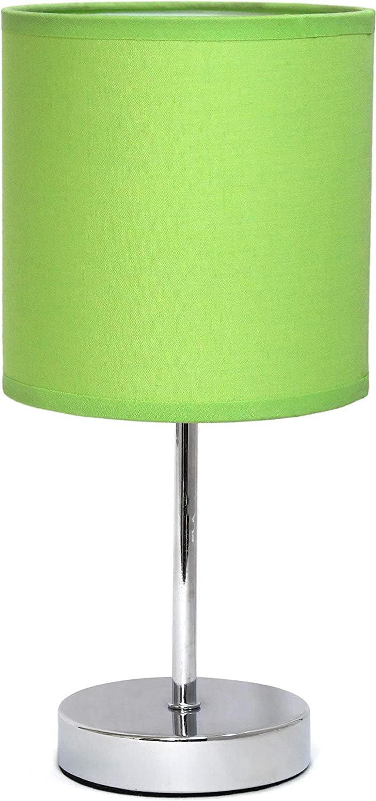 Simple Designs LT2007-GRN Chrome Mini Basic Table Lamp with Fabric Shade, Green