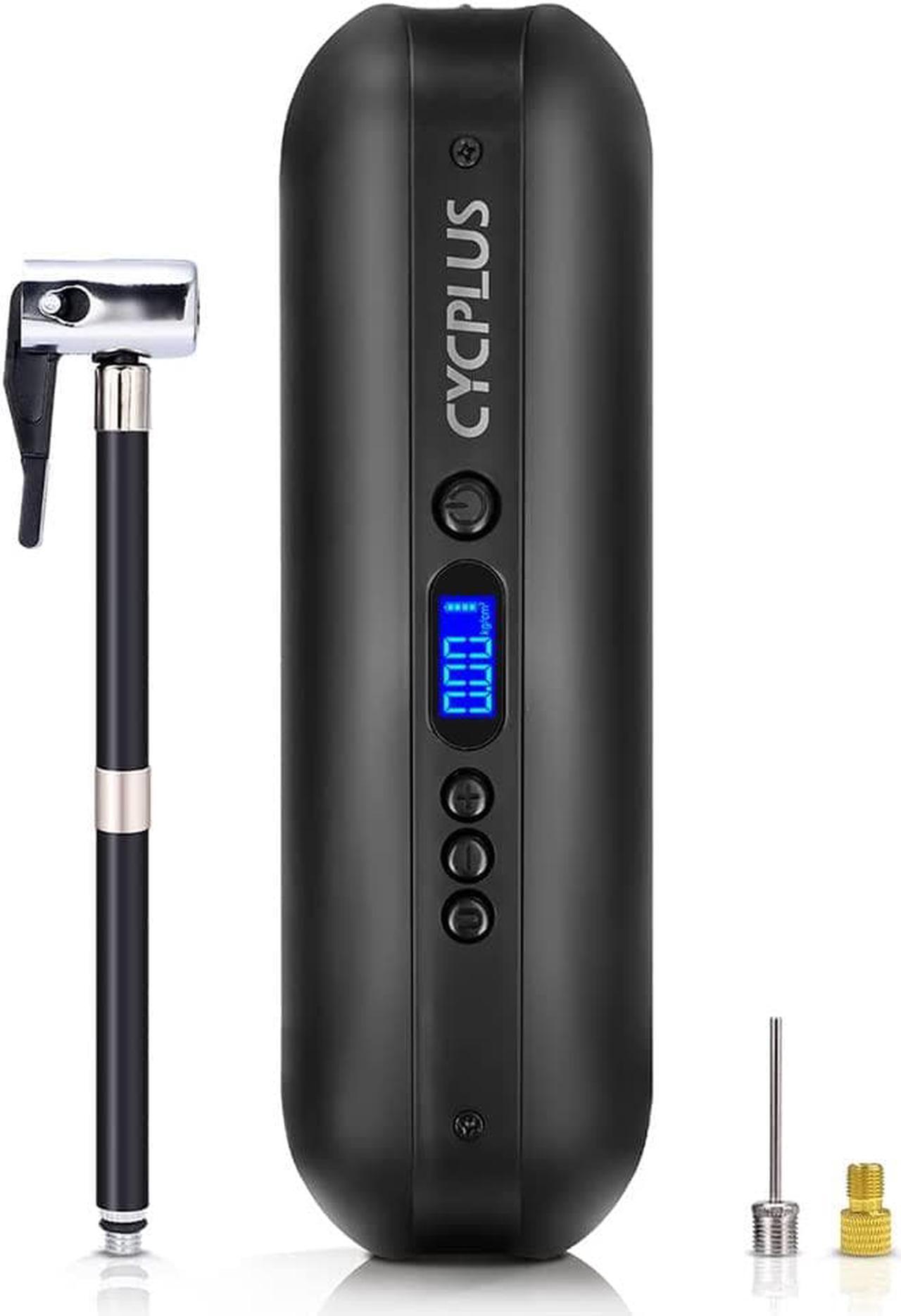 CYCPLUS Bike Tire Pump, Portable Electric Tire Inflator with 150 PSI and Auto-Stop Wireless Rechargeable Air Compressor with LED Light, Fast and Easy Inflate The Bike Motorcycle Car Balls, etc.