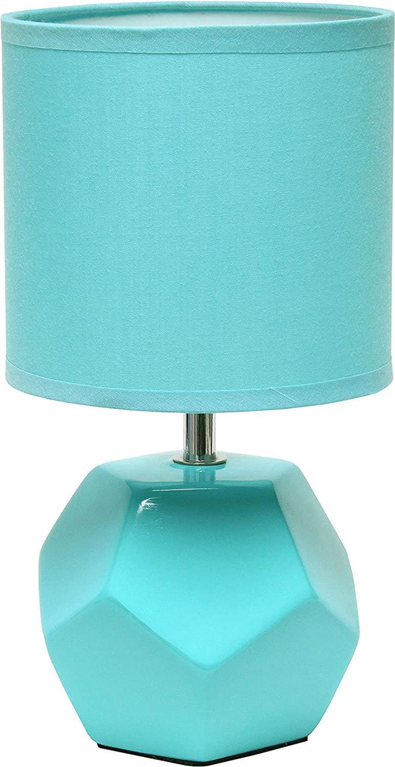 Simple Designs LT2065-BLU Round Prism Mini Table Lamp with Matching Fabric Shade, Blue