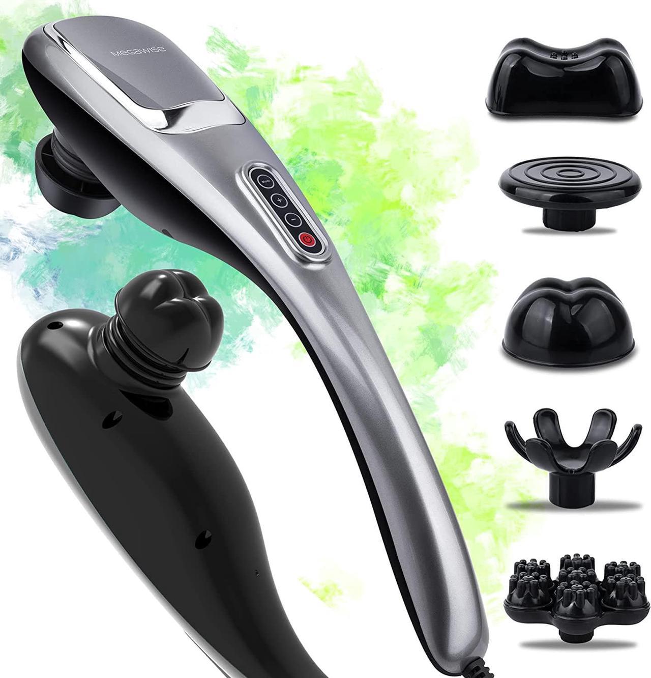 MEGAWISE Massager Handheld Deep Tissue Neck Back Massager for Shoulders, Waist, Legs, 3600 RPM Powerful Motor Electric Neck Massager with 5 Nodes & 5 Speeds, Knotty Muscle Relief, A Little Heavy