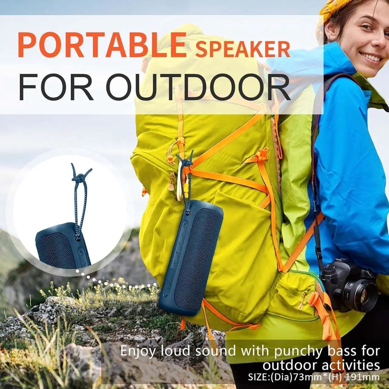 Alt view image 5 of 7 - Portable Bluetooth Speaker, IPX7 Waterproof Wireless Bluetooth Speaker, Bassboom Technology, 25W Loud Stereo Sound, LED Light with TWS Pairing, 16H Playtime for Home and Outdoor -Blue