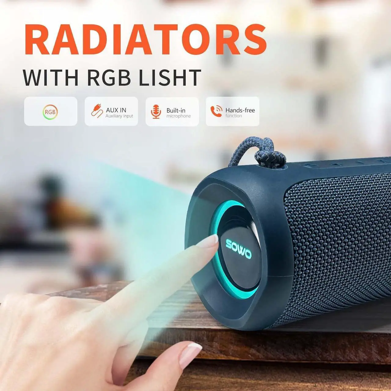 Alt view image 7 of 7 - Portable Bluetooth Speaker, IPX7 Waterproof Wireless Bluetooth Speaker, Bassboom Technology, 25W Loud Stereo Sound, LED Light with TWS Pairing, 16H Playtime for Home and Outdoor -Blue