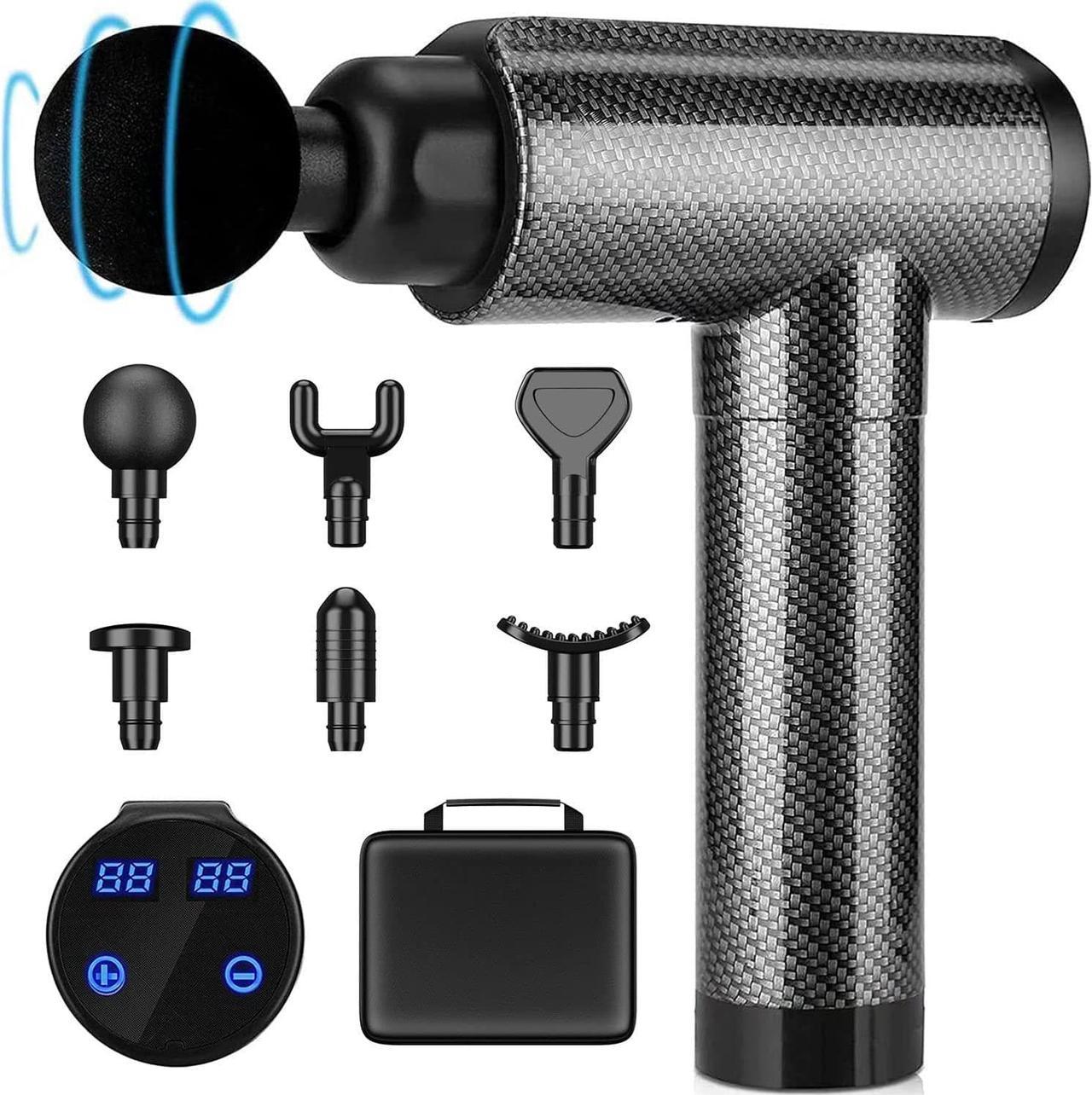 Massage Gun, Muscle Therapy Gun for Athletes, Deep Tissue Percussion Body Muscle Massager with 30 Adjustable Speeds, 6 Types of Massage Heads, Handheld Massager for Neck Back Pain Relief