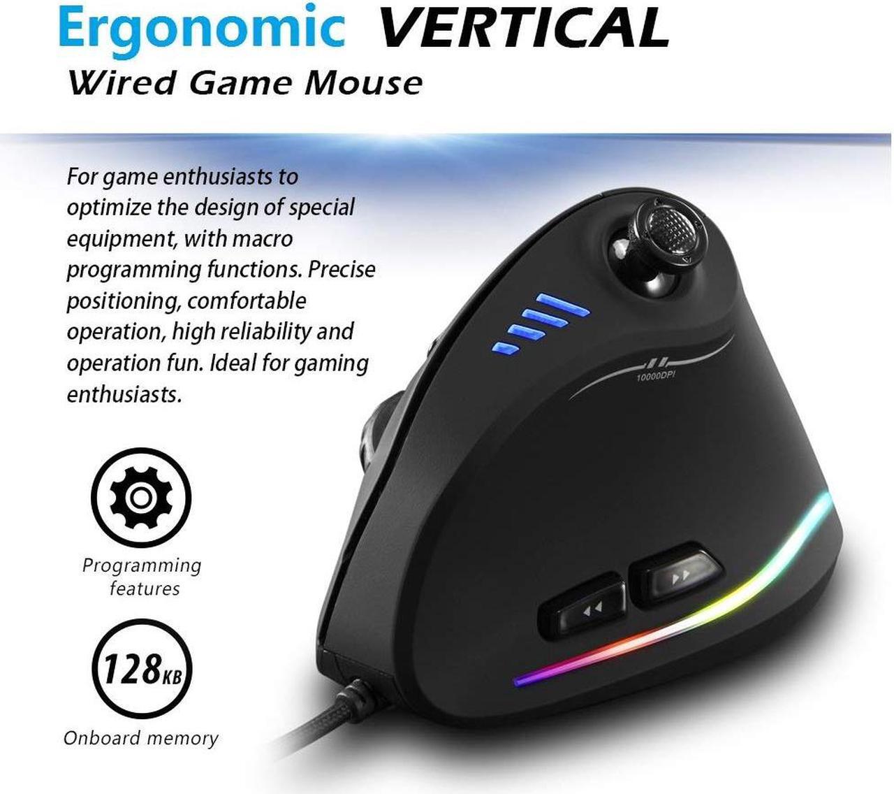 Alt view image 4 of 6 - ZLOT Vertical Gaming Mouse,Wired RGB Ergonomic USB Joystick Programmable Laser Gaming Mice,6+1 Design,11 Buttons,1000 Hz Max Polling Rate,10000 Max DPI,2019 Upgraded Version for Computer Gamers,Black