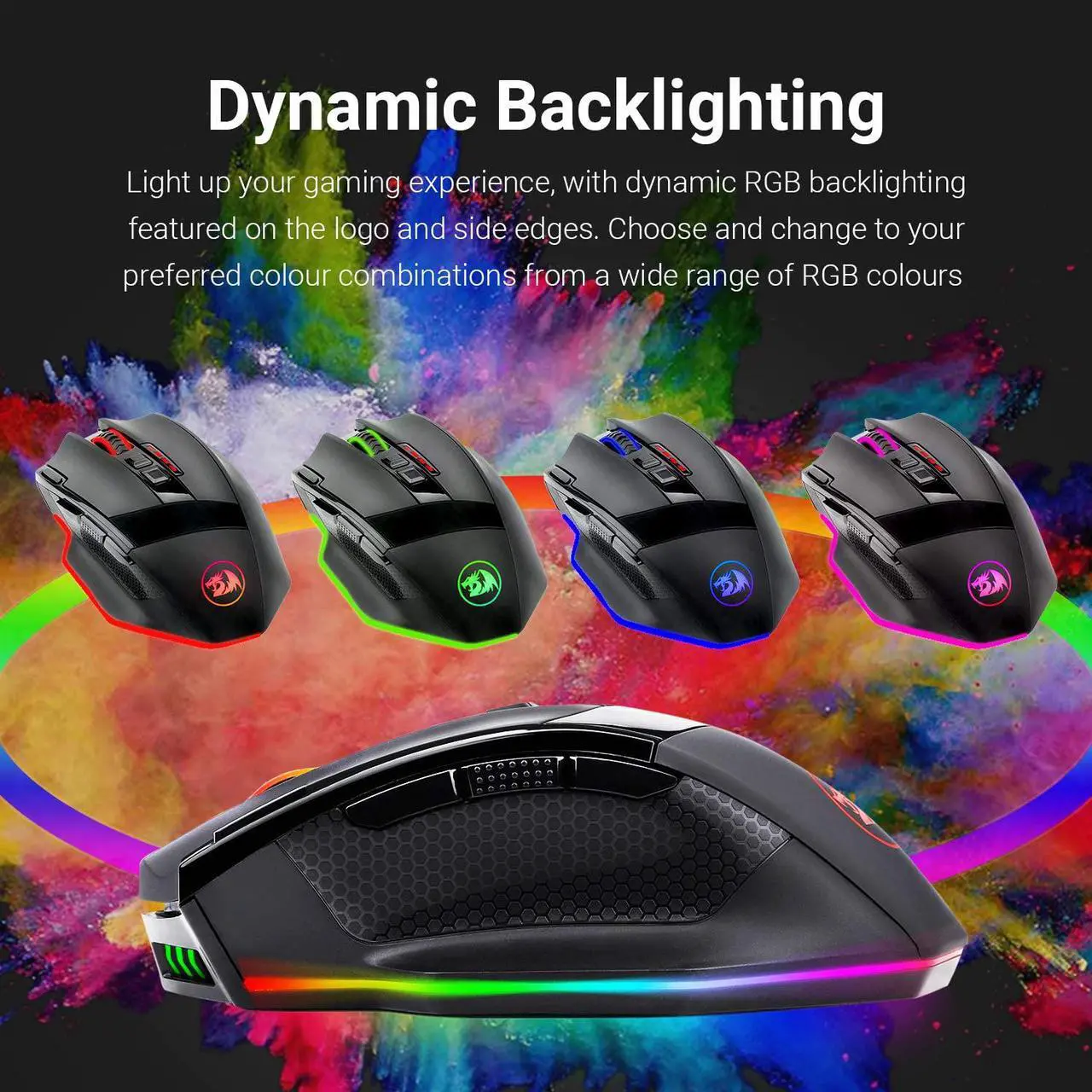 Alt view image 6 of 7 - Redragon M801P RGB Sniper PC Gaming Mouse LED RGB Backlit MMO 9 Programmable Buttons Mouse with Macro Recording Side Buttons Rapid Fire Button for Windows Computer Gamer (Wireless, Black)