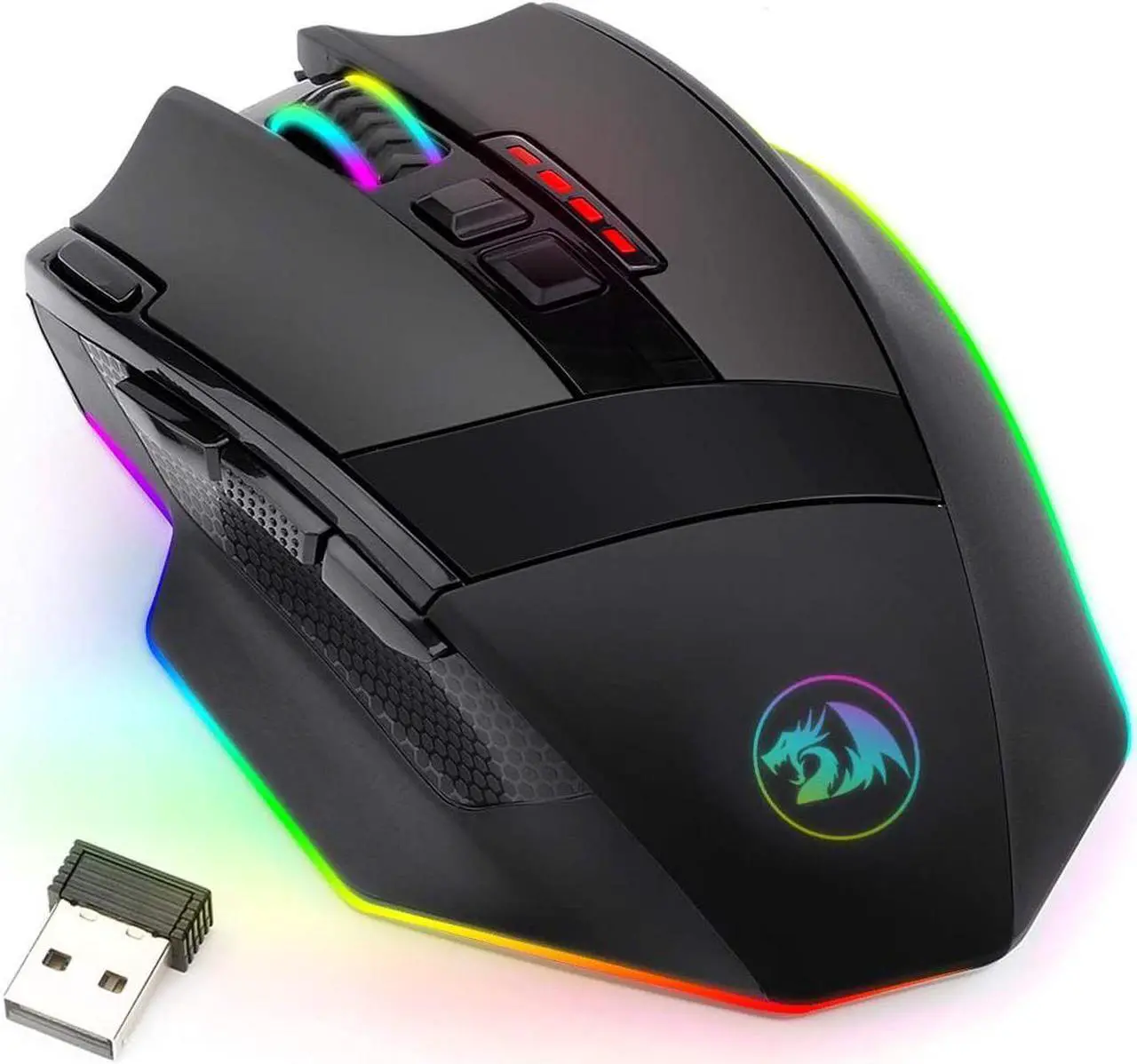 Main image of Redragon M801P RGB Sniper PC Gaming Mouse LED RGB Backlit MMO 9 Programmable Buttons Mouse with Macro Recording Side Buttons Rapid Fire Button for Windows Computer Gamer (Wireless, Black)