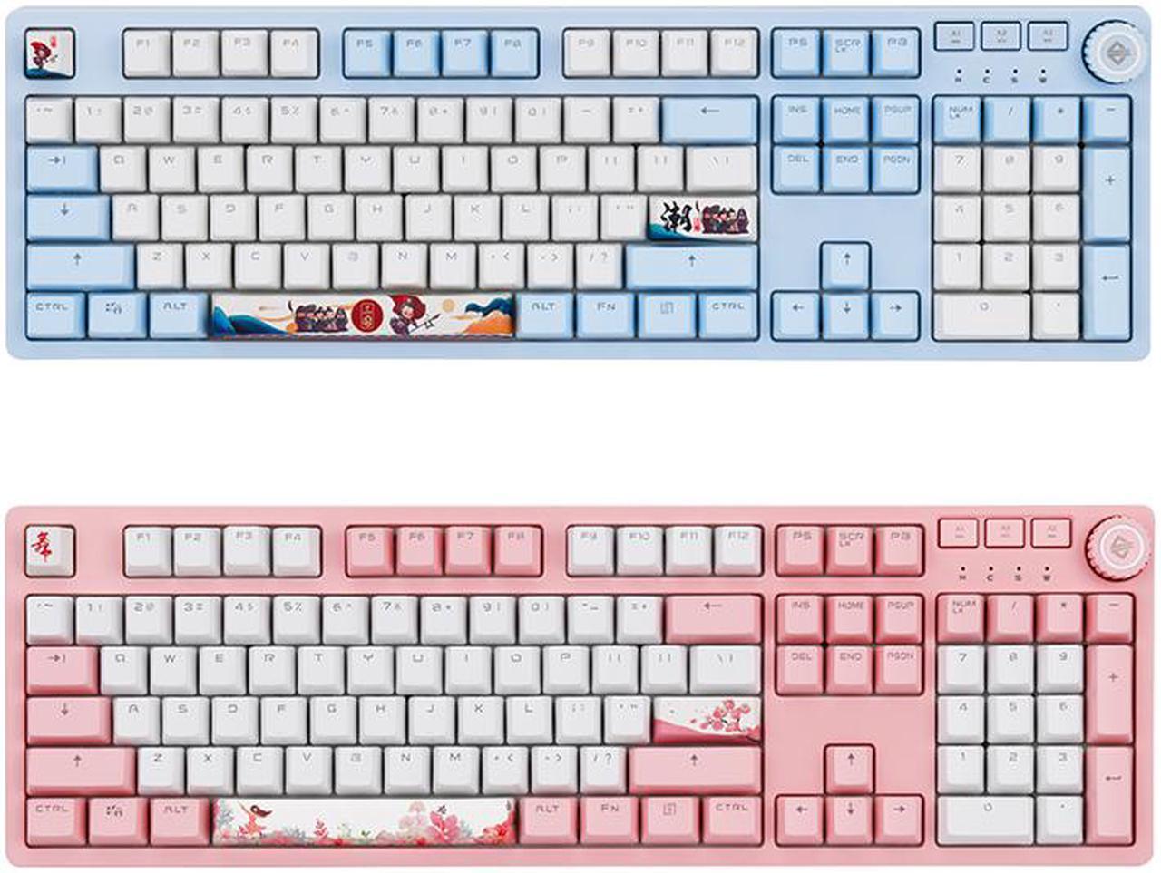 A-jazz AK515 Chinese Style Design,  104Keys N-Key Rollover White Backlit USB Wired Mechanical  Gaming Keyboard-,PBT Keycaps, Type-C