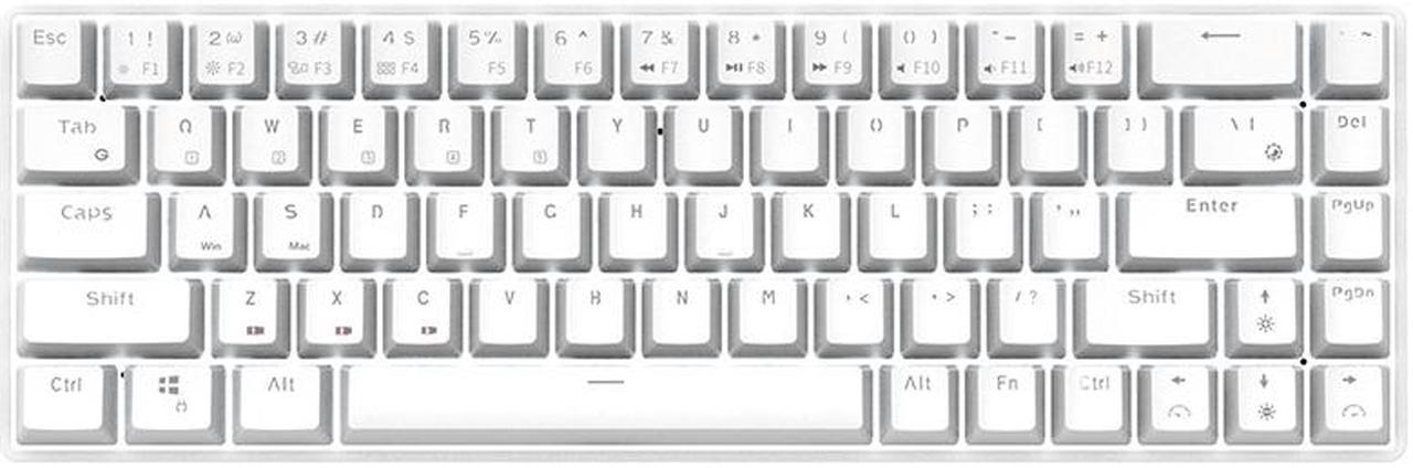 RK RK855 Bluetooth Wireless and USB Wired Dual-mode 68 Keys Mechanical Gaming Keyboard, Adjustable White Backlit