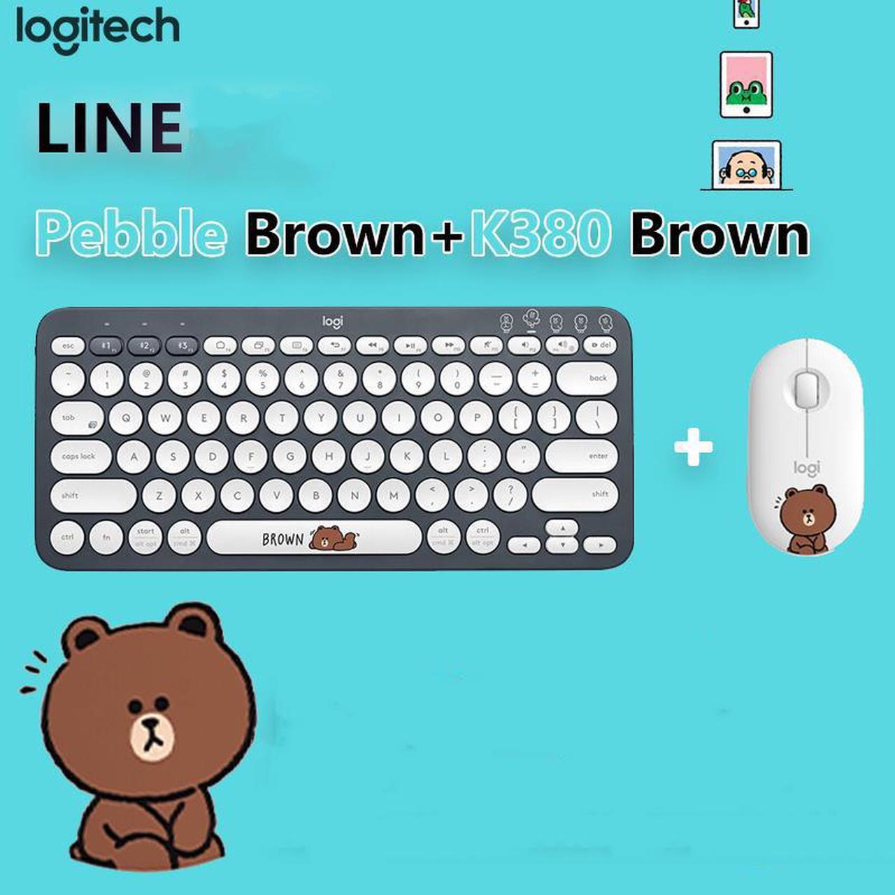 Main image of Logitech K380 LINEFRIENDS Version Black  Bluetooth Wireless Mini Keyboard and  PEBBLE Brown Bluetooth Mouse Thin&Light 1000DPI  High Precision Optical Tracking Unifying Mouse Combo