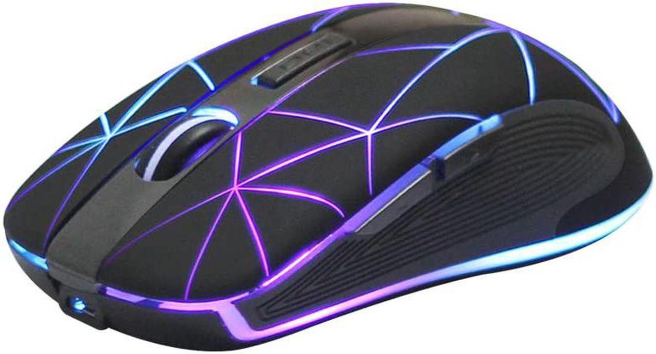 Rii RM200 Wireless Mouse,2.4G Wireless Mouse 5 Buttons Rechargeable Mobile Optical Mouse with USB Nano Receiver,3 Adjustable DPI Levels,Colorful LED Lights for Notebook,PC,Computer-Black