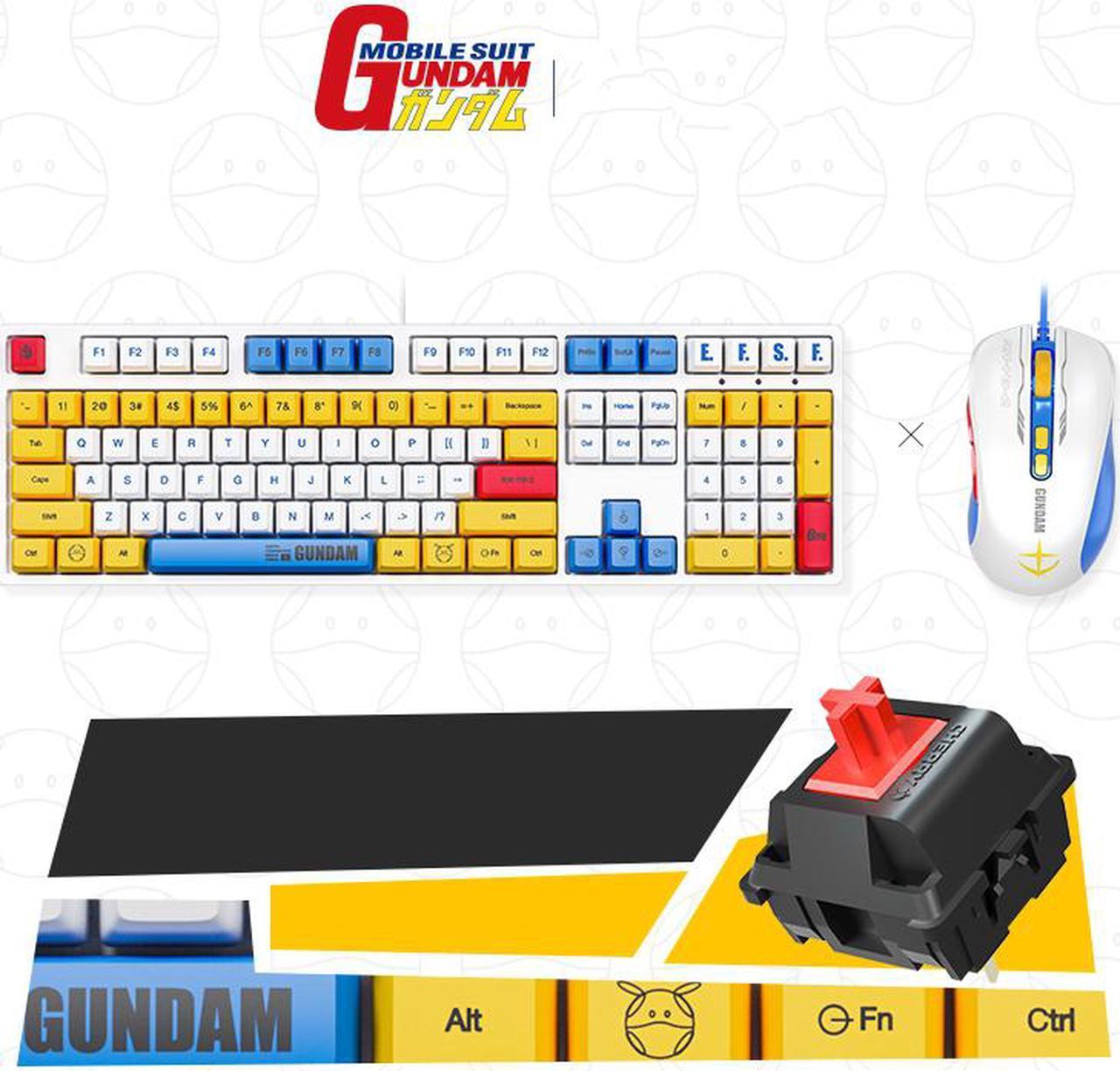 iKBC X GUNDAM  RX-78-2 Limited Version Cherry MX Red USB Wired Mechanical Gaming Keyboard and  USB Wired 5000DPI Mouse ( Mouse Pad is Not Included)