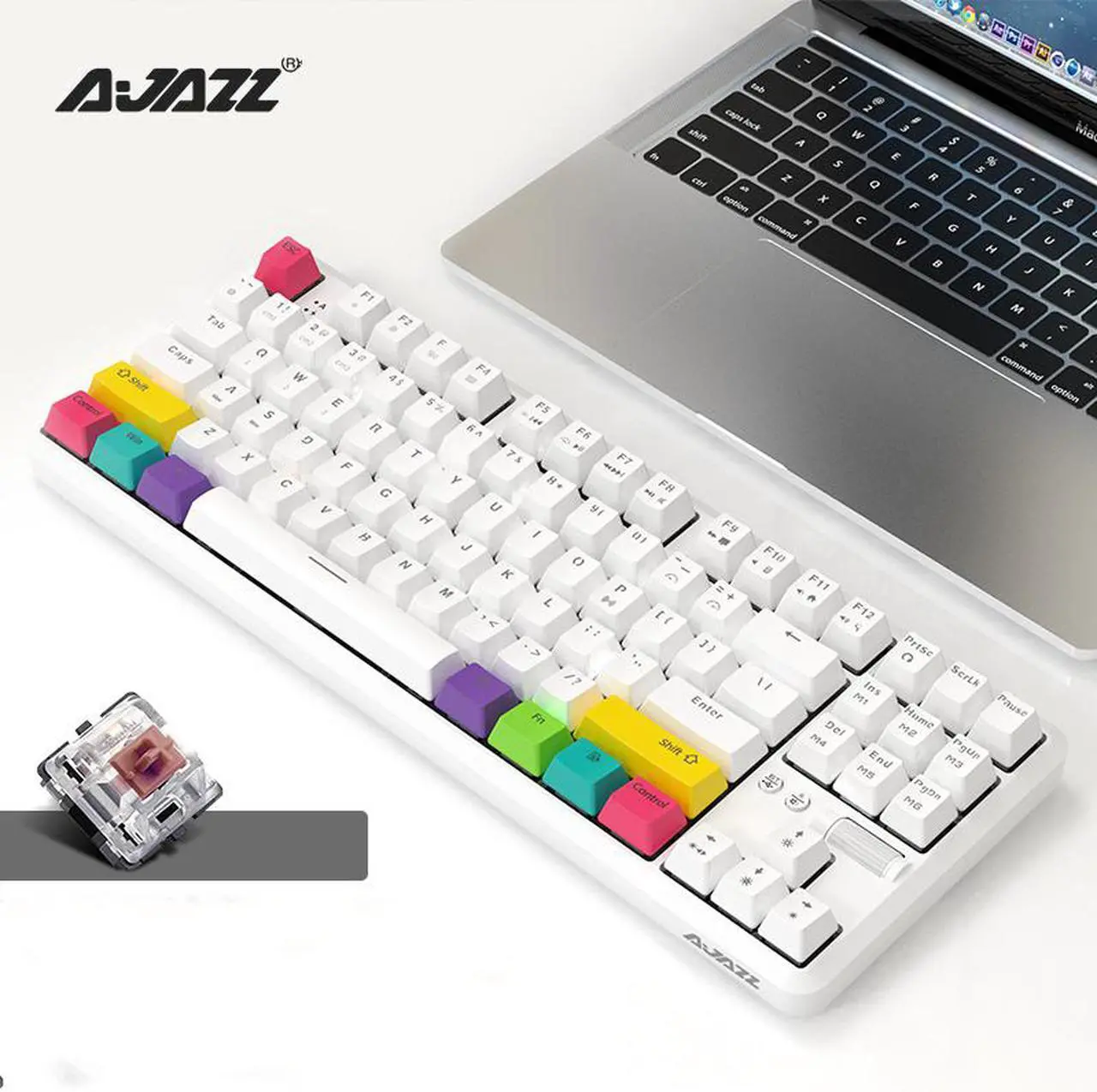 Main image of A-jazz  K870T Wired and Bluetooth Wireless Dual-mode Connectivity RGB Backlit TKL Mechanical Keyboard