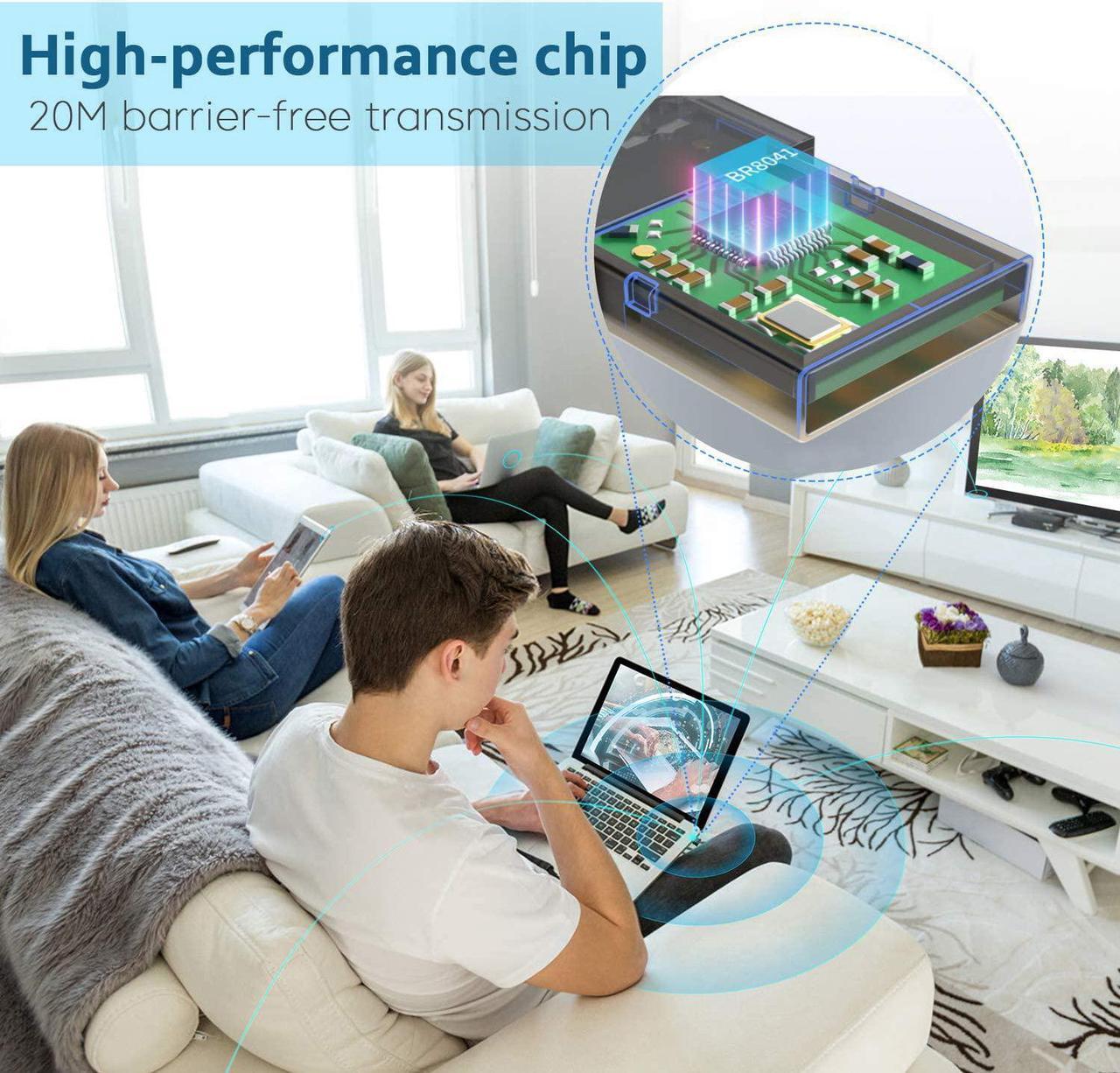 Alt view image 5 of 6 - USB Bluetooth 5.0 Adapter for PC Win10/8.1/8/7/XP/Vista, Desktop Computer Bluetooth Dongle Receiver/Transmitter for Laptop Support to Connect Headset, Mouse, Keyboard, Printer, Speaker