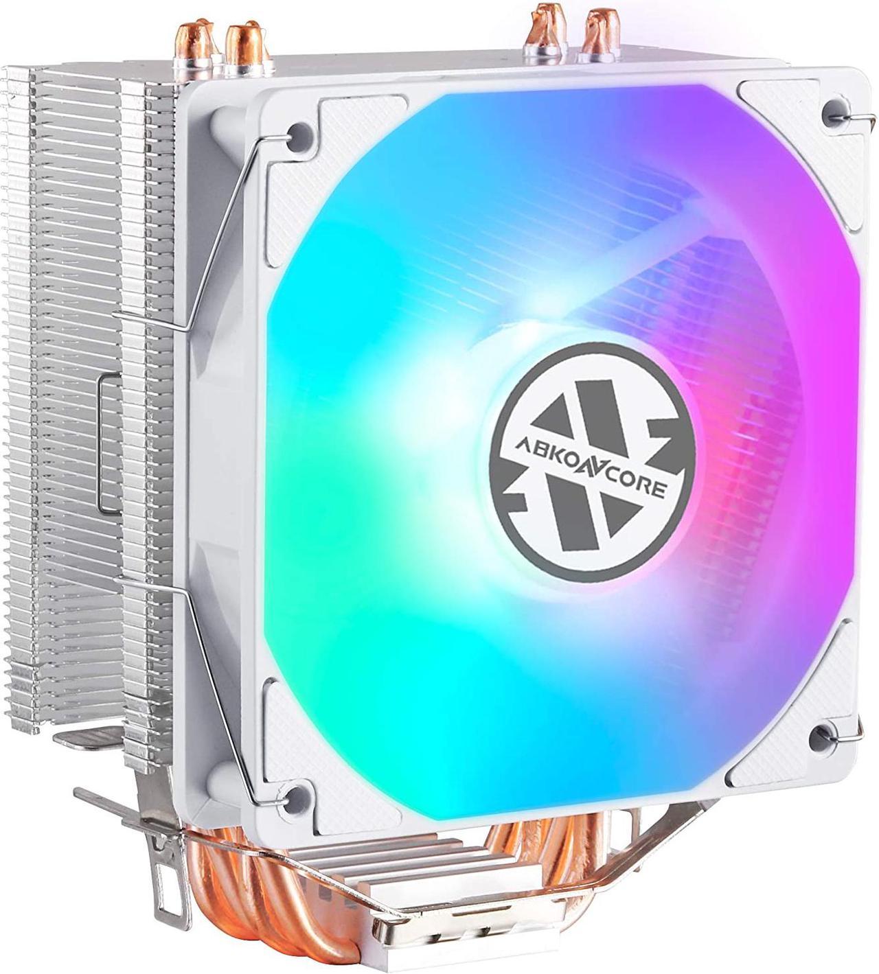 ABKONCORE CT405W CPU Cooler White with 120mm PWM Silent Fan, 4 Continuous Direct Contact Heatpipes, Rainbow Spectrum LED for Intel LGA1151/1200, AMD AM4/Ryzen CPUs