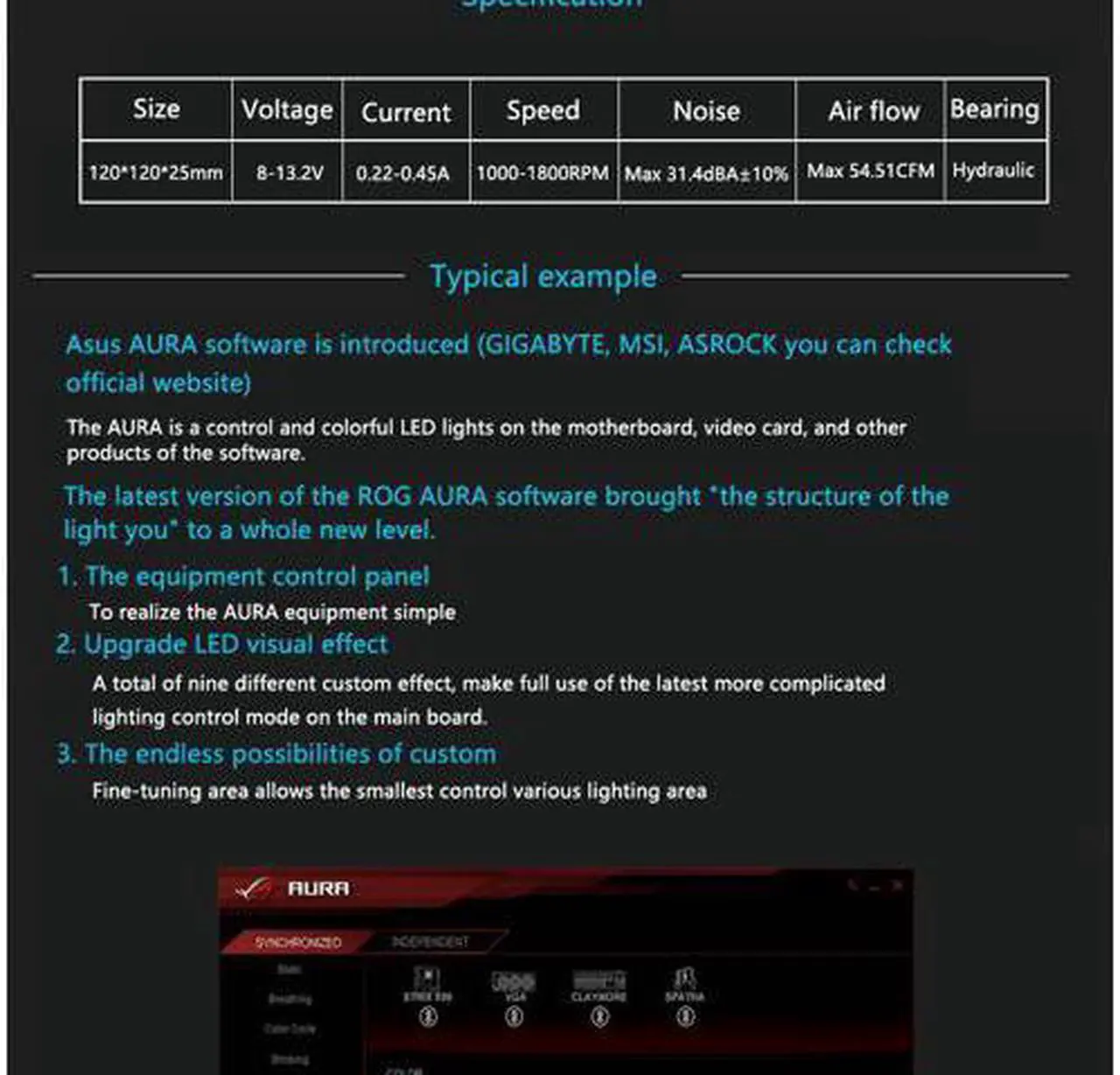 Alt view image 6 of 7 - 2-Pack PCCooler Corona Angel Eye AURA RGB Gigabyte/MSI/ASRock RGB Sync Supported - 120mm Super Silent Cooling Fan with Slimline LED Halo Ring, Hydraulic Bearing, 4 PIN PWM, Anti-Vibration Pads