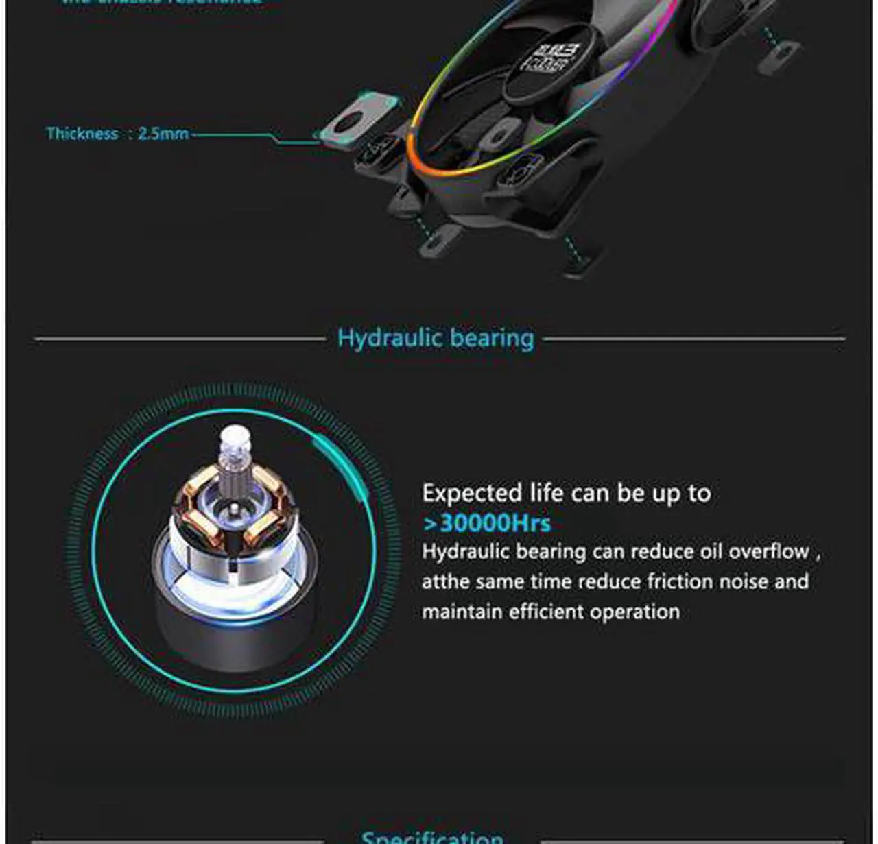 Alt view image 5 of 7 - 2-Pack PCCooler Corona Angel Eye AURA RGB Gigabyte/MSI/ASRock RGB Sync Supported - 120mm Super Silent Cooling Fan with Slimline LED Halo Ring, Hydraulic Bearing, 4 PIN PWM, Anti-Vibration Pads