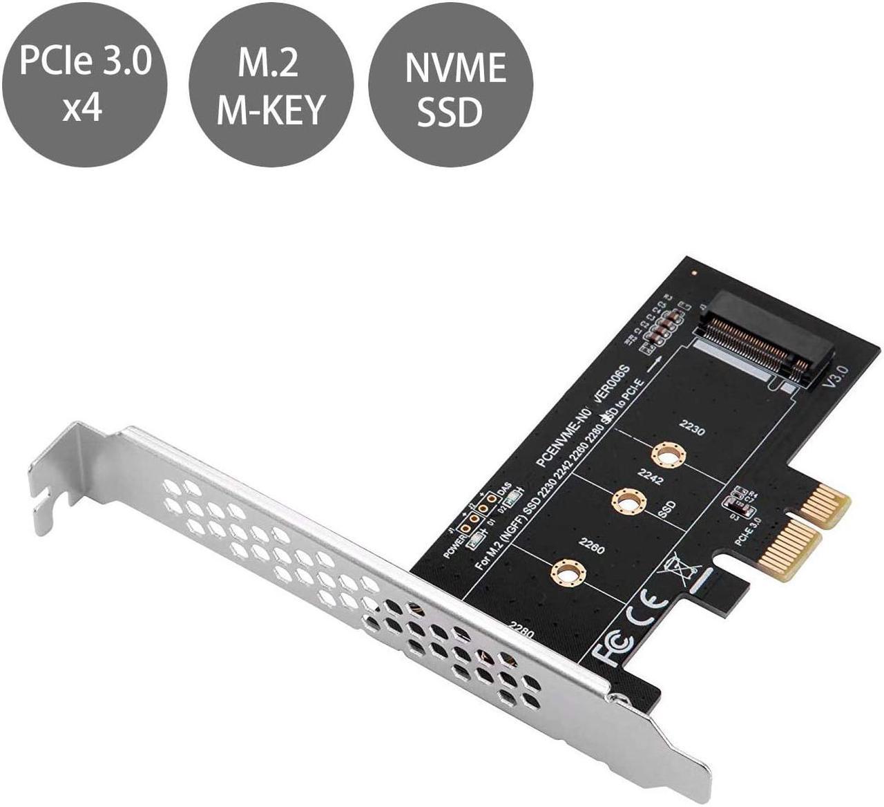 MZHOU NVME M.2 SSD M Key to PCI-e 3.0 x1 Host Controller Expansion Card,Supports M2 NGFF PCI-e 3.0, 2.0 or 1.0, NVME or AHCI, M-Key, 2280, 2260, 2242, 2230 Solid State Drives with Low Profile Bracket