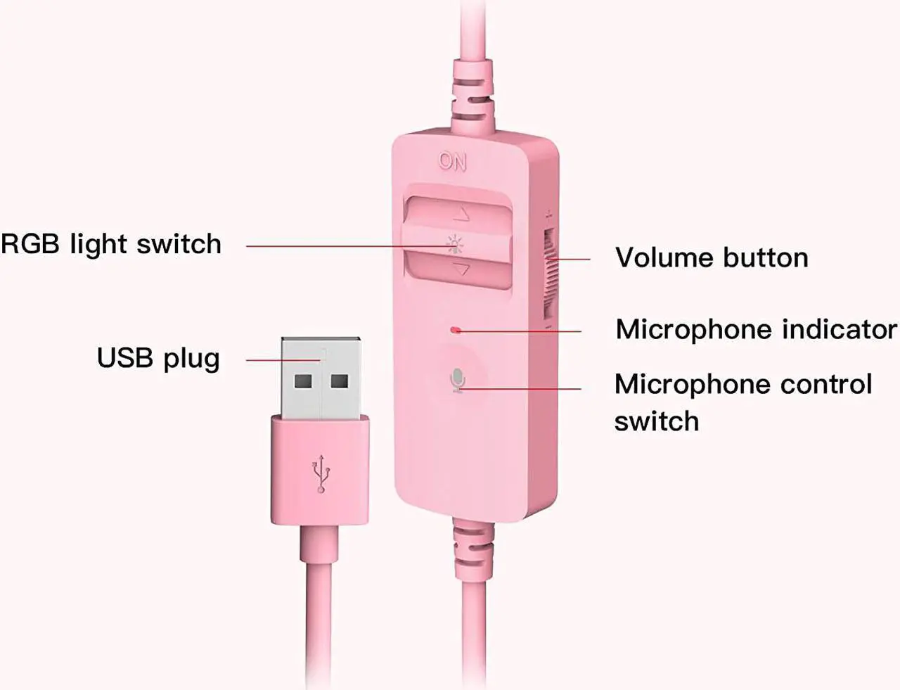 Alt view image 7 of 7 - Edifier HECATE G2  Pink Cat Ear Gaming Headset USB Headphones with Mic, RGB Lighting for PC, PS4, PS5 with THX 7.1 Surround Sound, 50mm Drivers