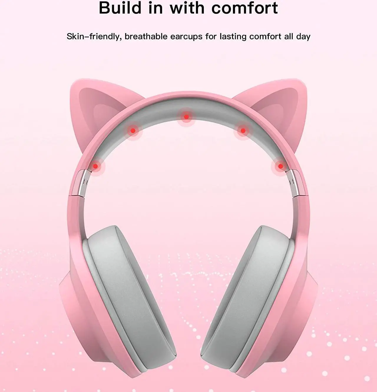 Alt view image 3 of 7 - Edifier HECATE G2  Pink Cat Ear Gaming Headset USB Headphones with Mic, RGB Lighting for PC, PS4, PS5 with THX 7.1 Surround Sound, 50mm Drivers