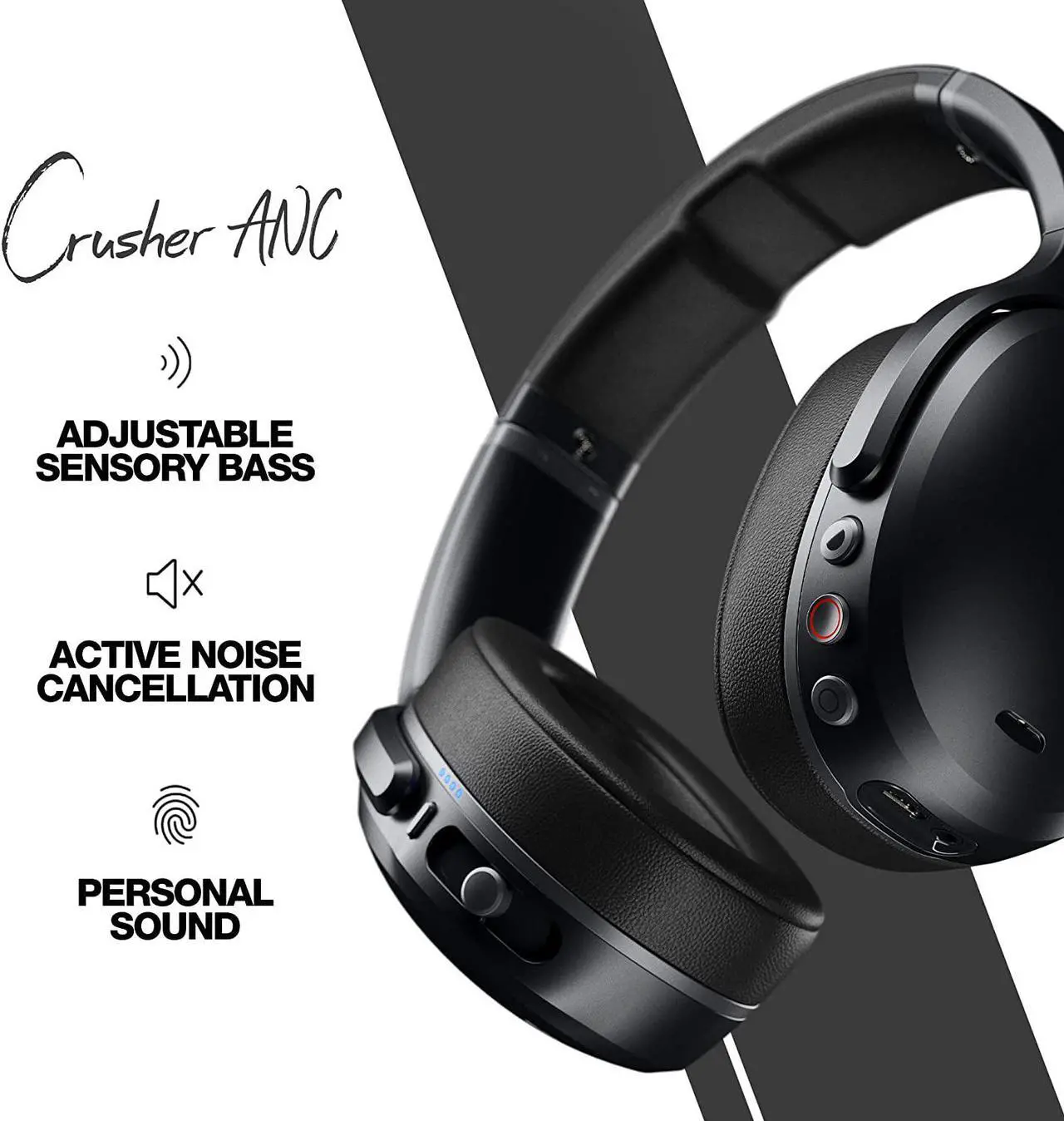Alt view image 3 of 6 - Skullcandy Crusher ANC Personalized Noise Canceling Wireless Over Ear Headphone, Adjustable Sensory Bass