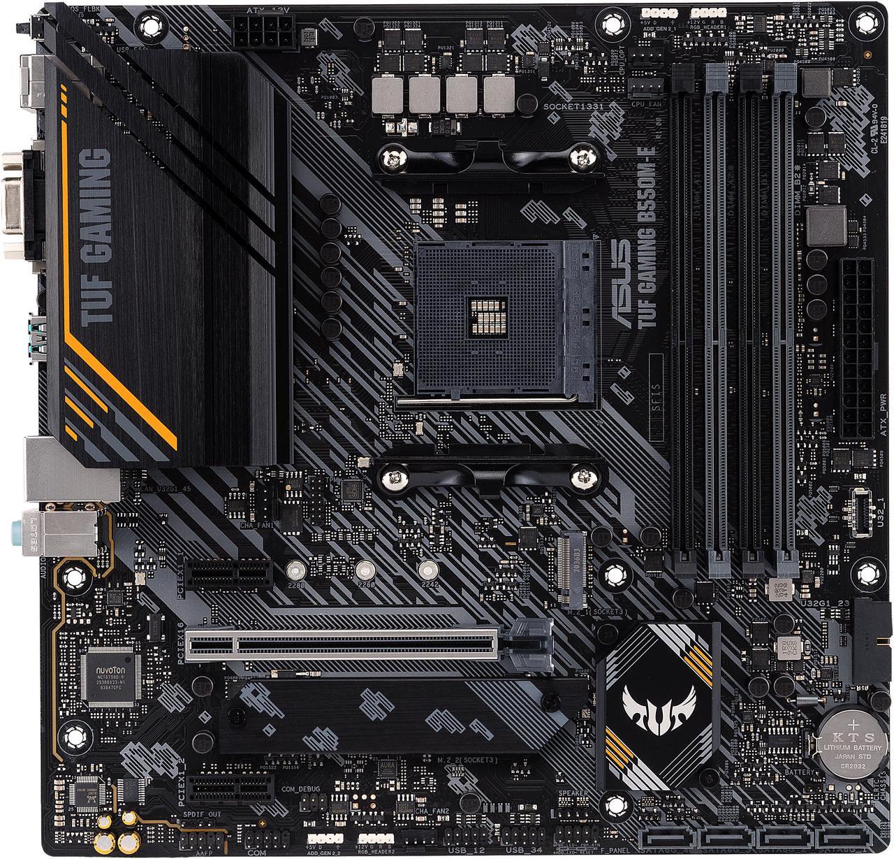 ASUS TUF GAMING B550M-E  AMD B550 (Ryzen AM4) Micro Gaming ATX motherboard (PCIe 4.0, dual M.2,  DisplayPort, HDMI, D-Sub, SATA 6 Gbps, support DDR4)