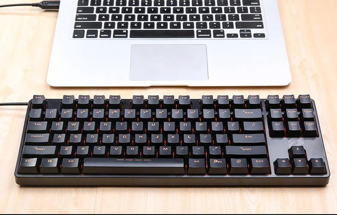 Alt view image 2 of 5 - CORN DK100 Anti-Ghosting Mechanical Keyboard 87 Keys Small Compact Wired USB Gaming Keyboard with Red Switches-Black