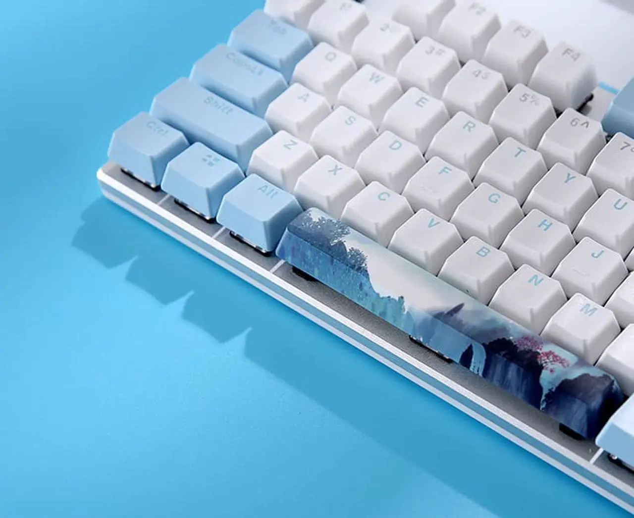 Alt view image 6 of 7 - CORN EK815 Mechanical Gaming Keyboard LED Backlit Wired Keyboard with Blue Switches for Windows Gaming PC (108 Keys, Empty Mountain Theme)