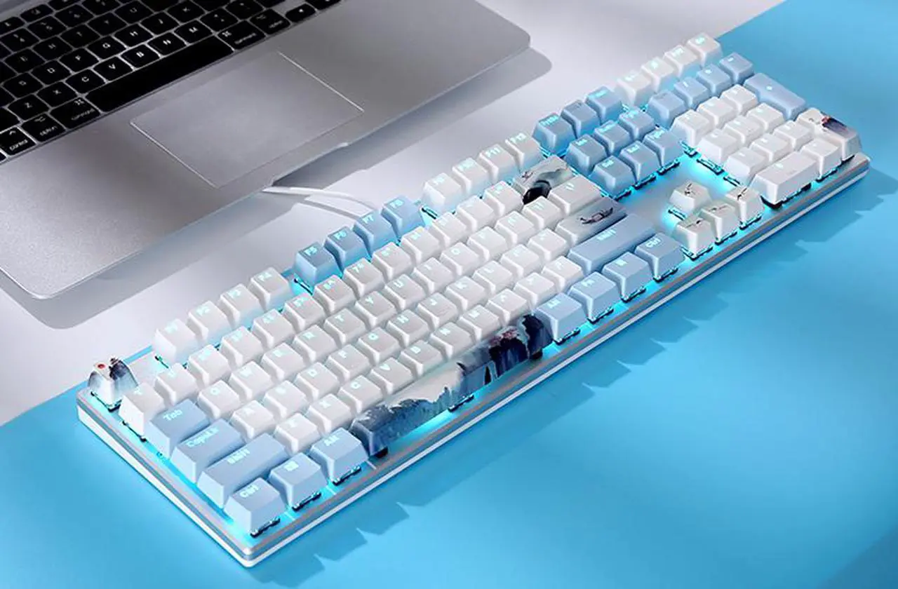 Main image of CORN EK815 Mechanical Gaming Keyboard LED Backlit Wired Keyboard with Blue Switches for Windows Gaming PC (108 Keys, Empty Mountain Theme)