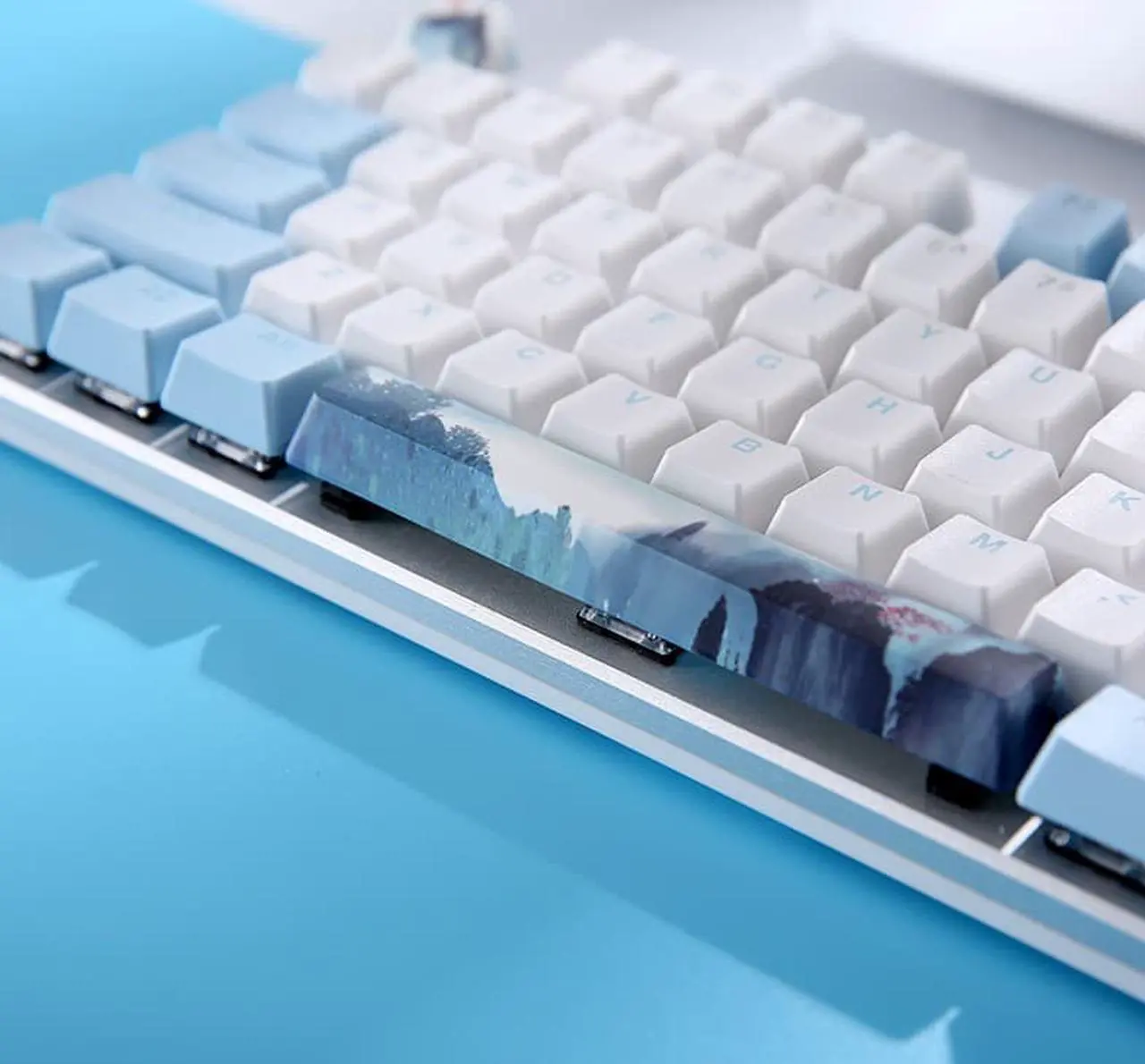 Alt view image 2 of 7 - CORN EK815 Mechanical Gaming Keyboard LED Backlit Wired Keyboard with Blue Switches for Windows Gaming PC (108 Keys, Empty Mountain Theme)