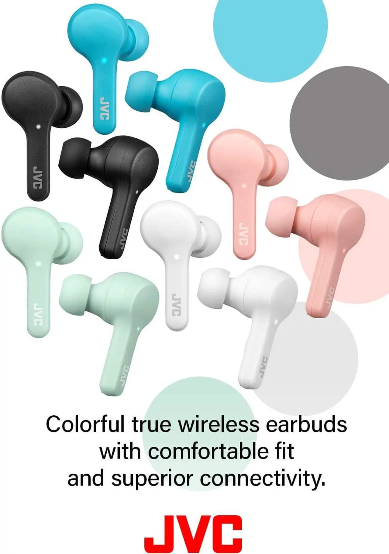 Alt view image 4 of 7 - JVC Gumy Truly Wireless Earbuds Headphones, Bluetooth 5.0, Water Resistance(IPX4), Long Battery Life (up to 15 Hours) - HAA7T