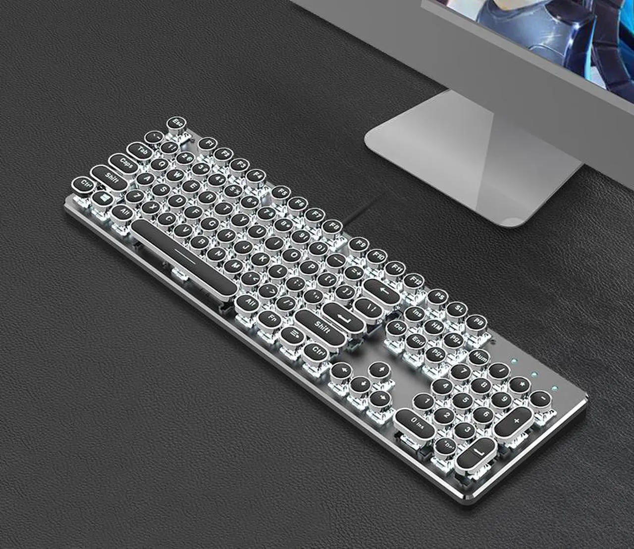 Main image of CORN Mechanical Keyboard Professional Gaming Keyboard Punk Style Keycap Gaming keyboard White LED Backlight,Black Switch,Multiple lights, For PC, Computer, Laptop-Black,104 Keys