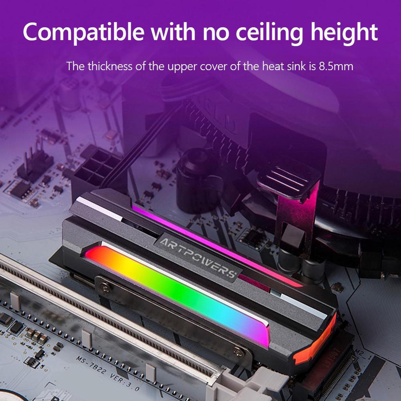 Alt view image 3 of 5 - CORN colorful m.2 SSD heatsink cooler aluminum alloy sheet argb m.2 2280 nvme solid-state hard drive heat dissipation radiator