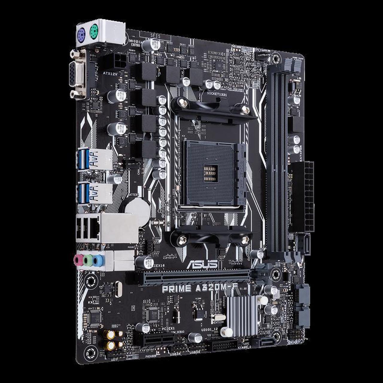 Alt view image 2 of 4 - ASUS PRIME A320M-F AMD AM4 uATX motherboard with 5X Protection III, DDR4 3200MHz, SATA 6Gbps and USB 3.1 Gen 1