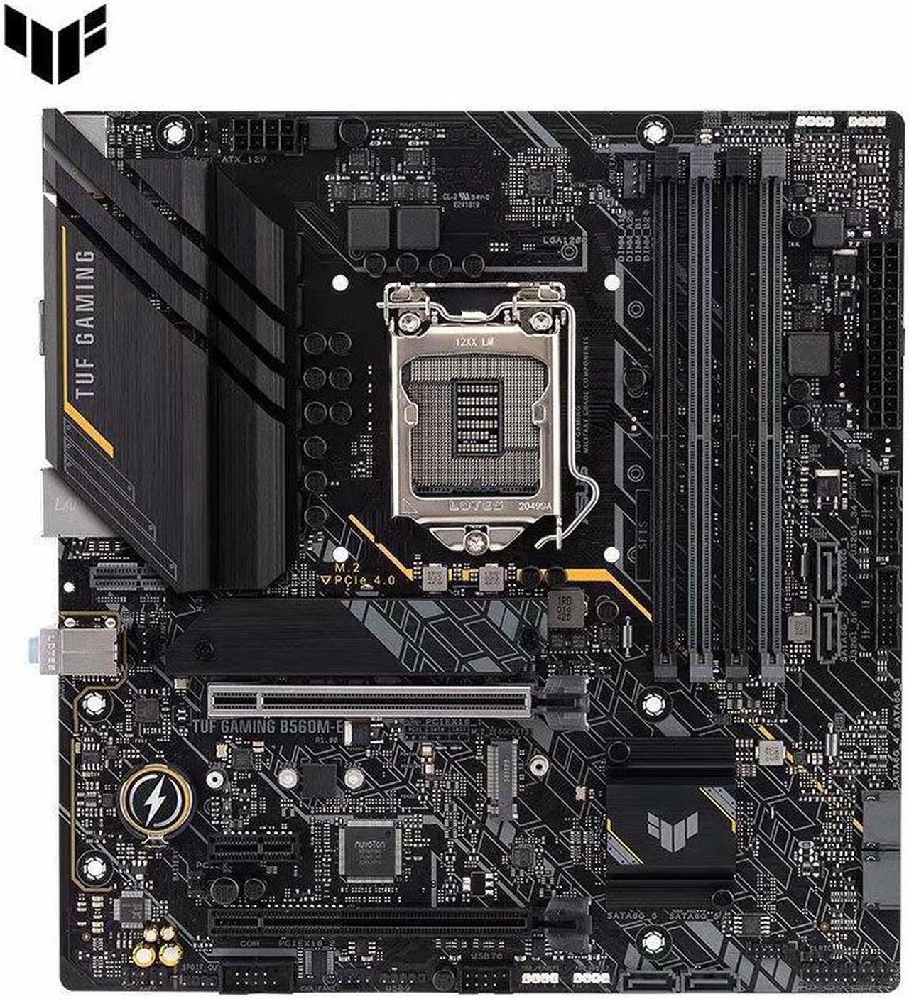 ASUS TUF GAMING B560M-E Intel B560 (LGA 1200) mATX motherboard with PCIe 4.0, two M.2 slots, 8 Power stages, Realtek 2.5Gb Ethernet, DisplayPort 1.4, HDMI 2.0, USB 3.2 Gen 2 Type-C, Aura Sync RGB Lig