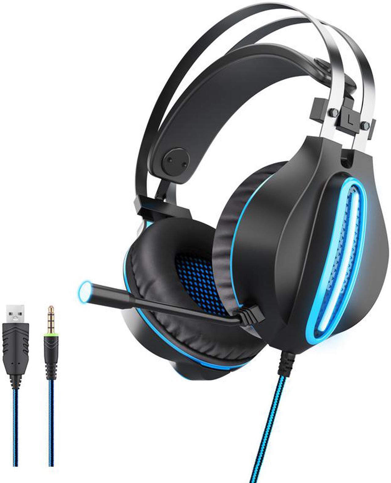 CORN GT62 Wired Gaming Headset 3.5mm Jack 50mm Bass Stereo Sound LED Light E-sport Headphone with Mic for PS3/4 Computer PC Gamer