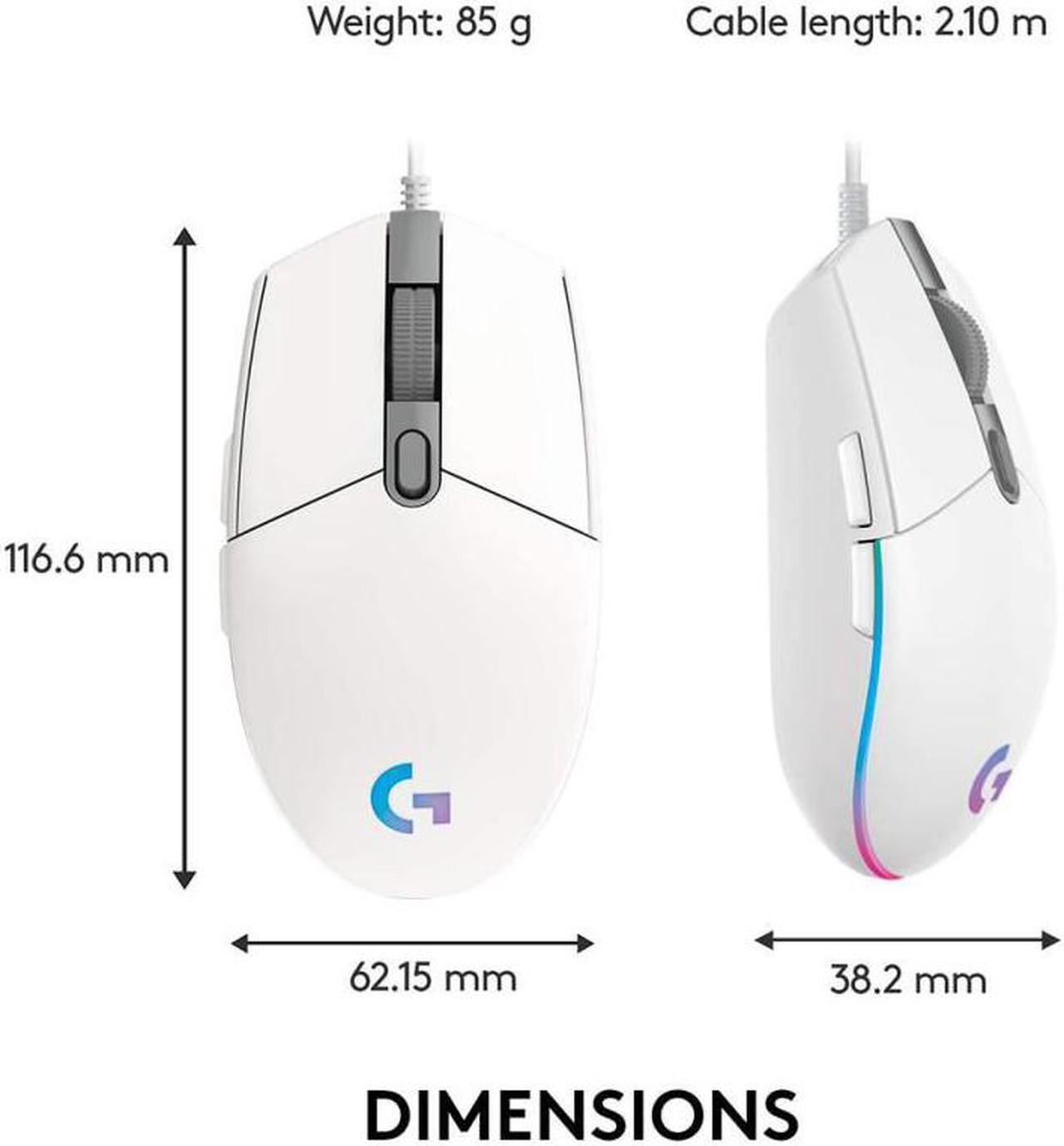 Alt view image 2 of 4 - Logitech G102 (G203) IC PRODIGY 8000DPI 1000Hz Polling Rate 16.8M Color RGB Gaming Mouse - White