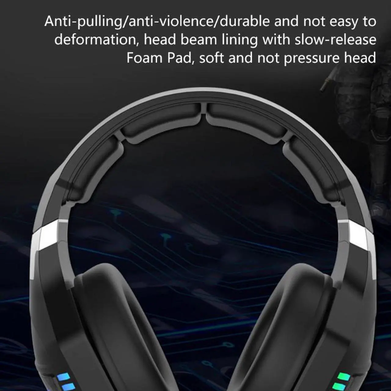Alt view image 3 of 5 - CORN 3.5MM/USB Wired Gaming Headphones with Omnidirectional Mic for PC Computer Headset, 50mm Drivers, RGB Light, Active Noise Cancellation, Lightweight design for maximum comfort