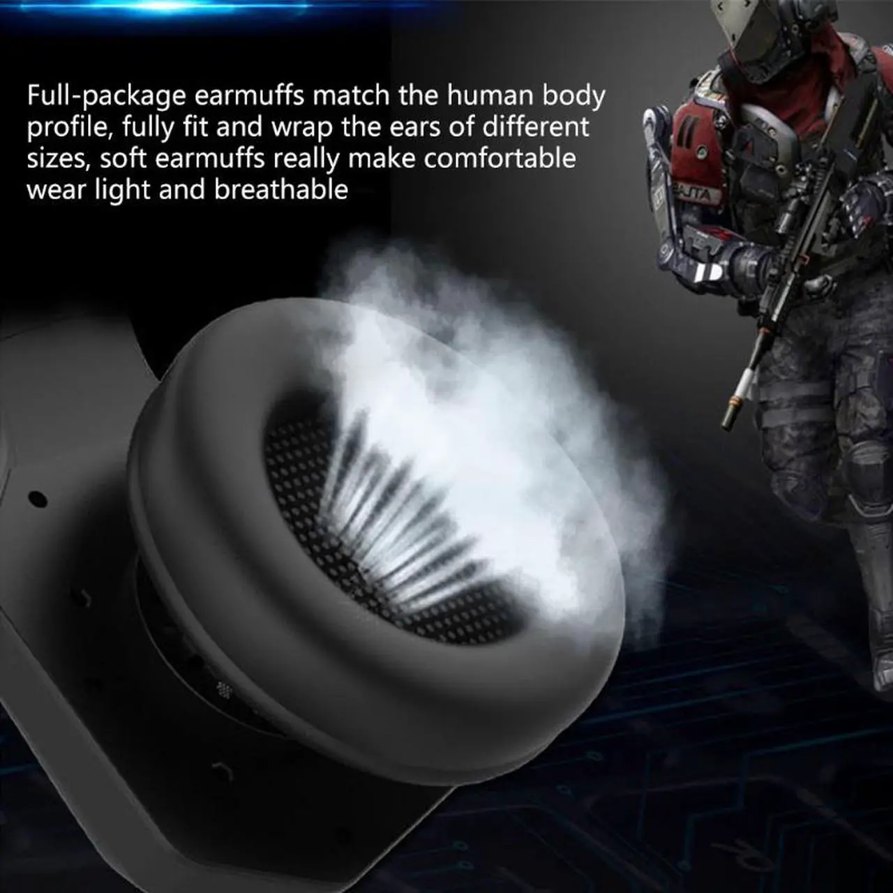 Alt view image 5 of 5 - CORN 3.5MM/USB Wired Gaming Headphones with Omnidirectional Mic for PC Computer Headset, 50mm Drivers, RGB Light, Active Noise Cancellation, Lightweight design for maximum comfort