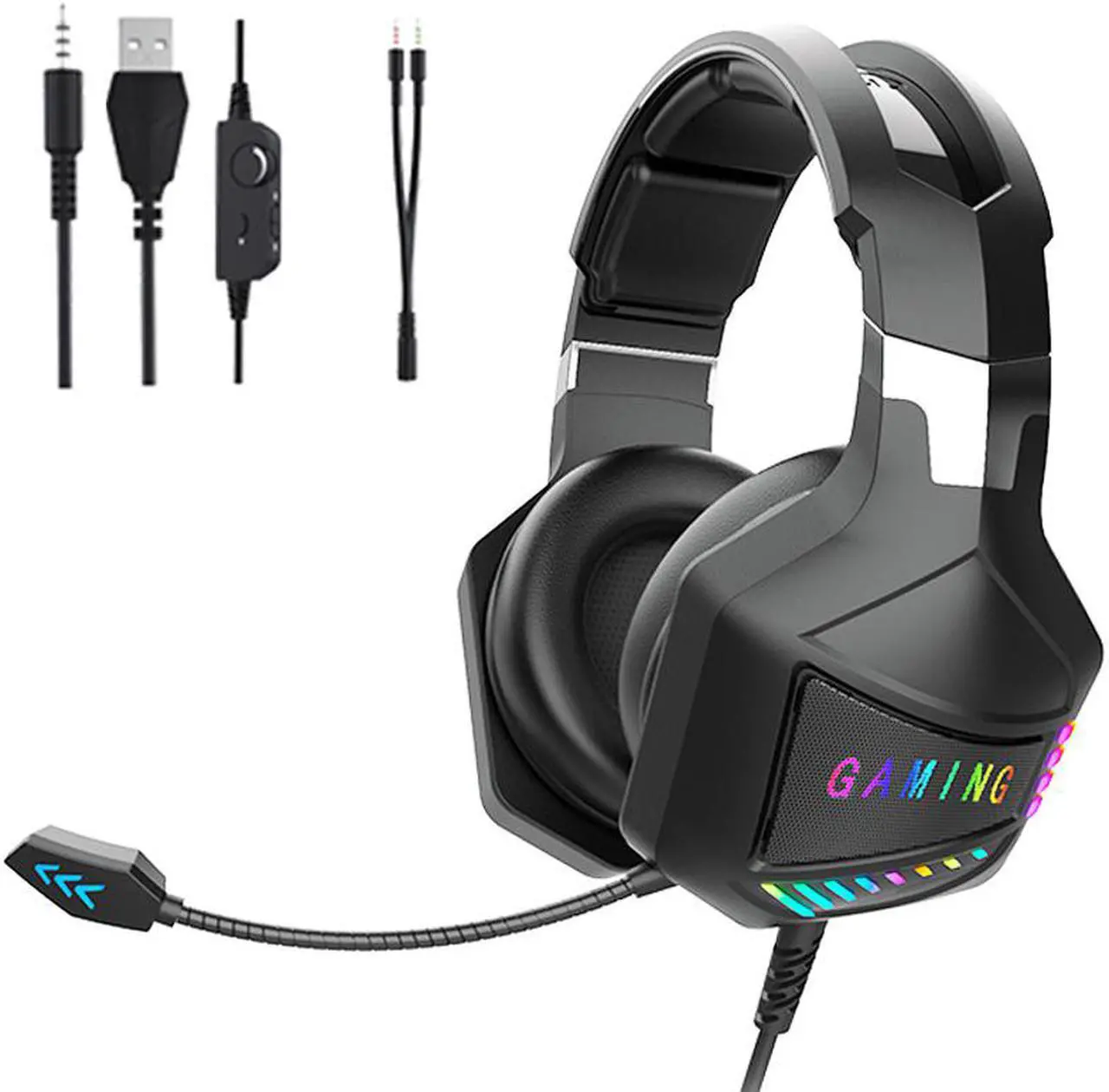 Main image of CORN 3.5MM/USB Wired Gaming Headphones with Omnidirectional Mic for PC Computer Headset, 50mm Drivers, RGB Light, Active Noise Cancellation, Lightweight design for maximum comfort