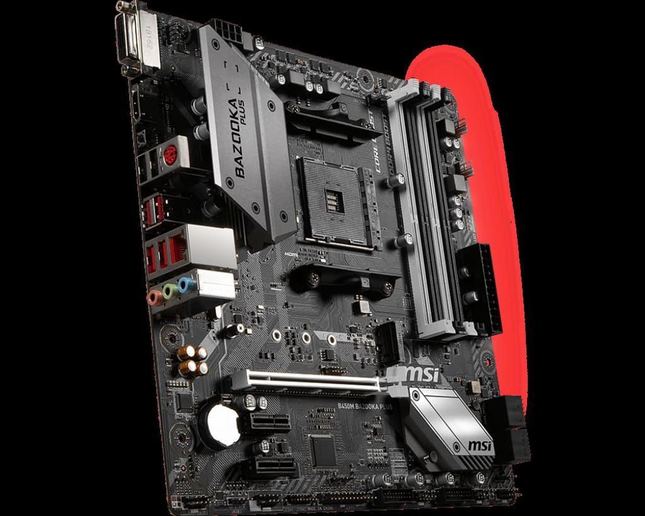 Alt view image 2 of 3 - MSI B450M BAZOOKA PLUS AM4 AMD B450 SATA 6Gb/s USB 3.1 HDMI Micro ATX AMD Motherboard
